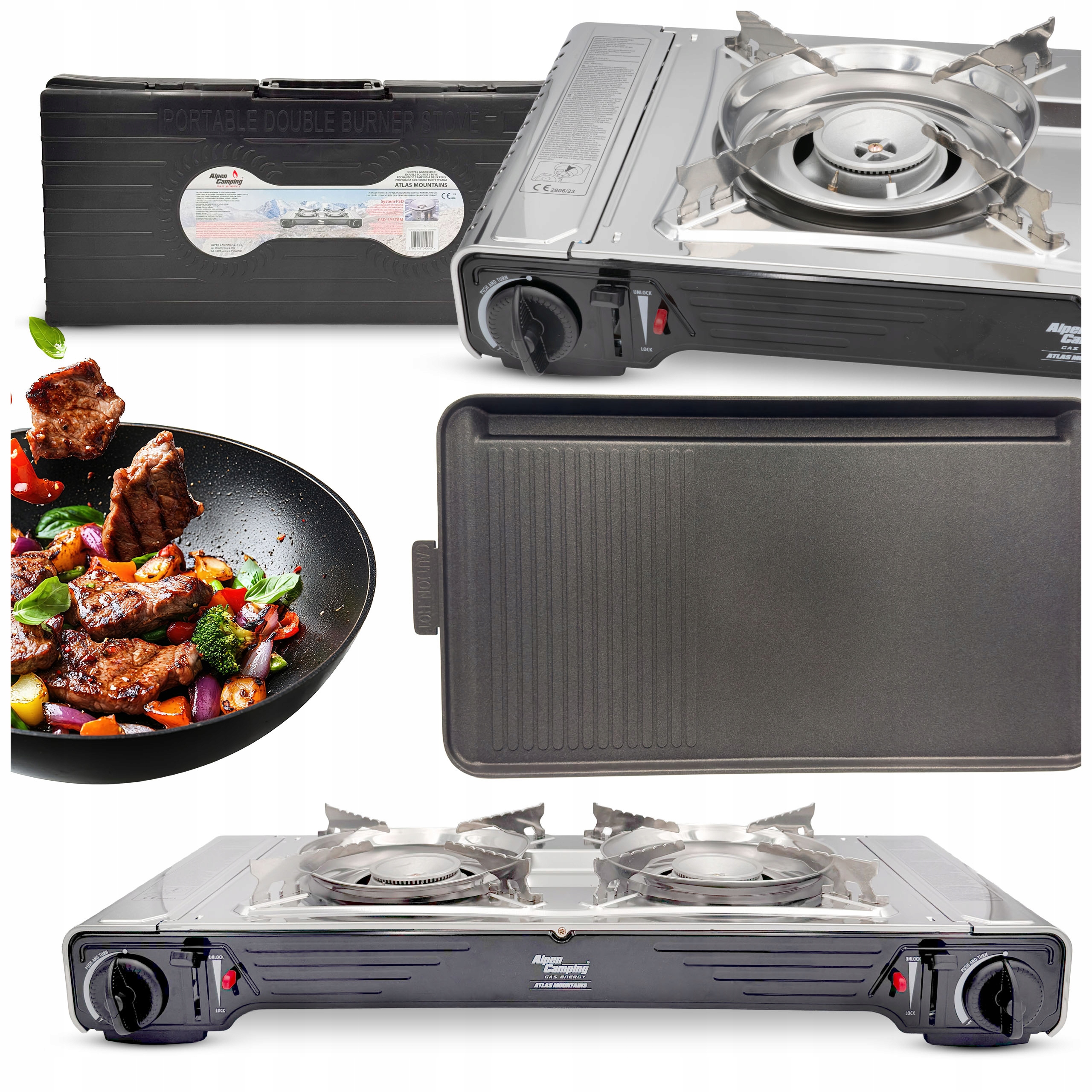 Kuchenka Turystyczna Dwupalnikowa Na Kartusz Grill Płyta Grilowa