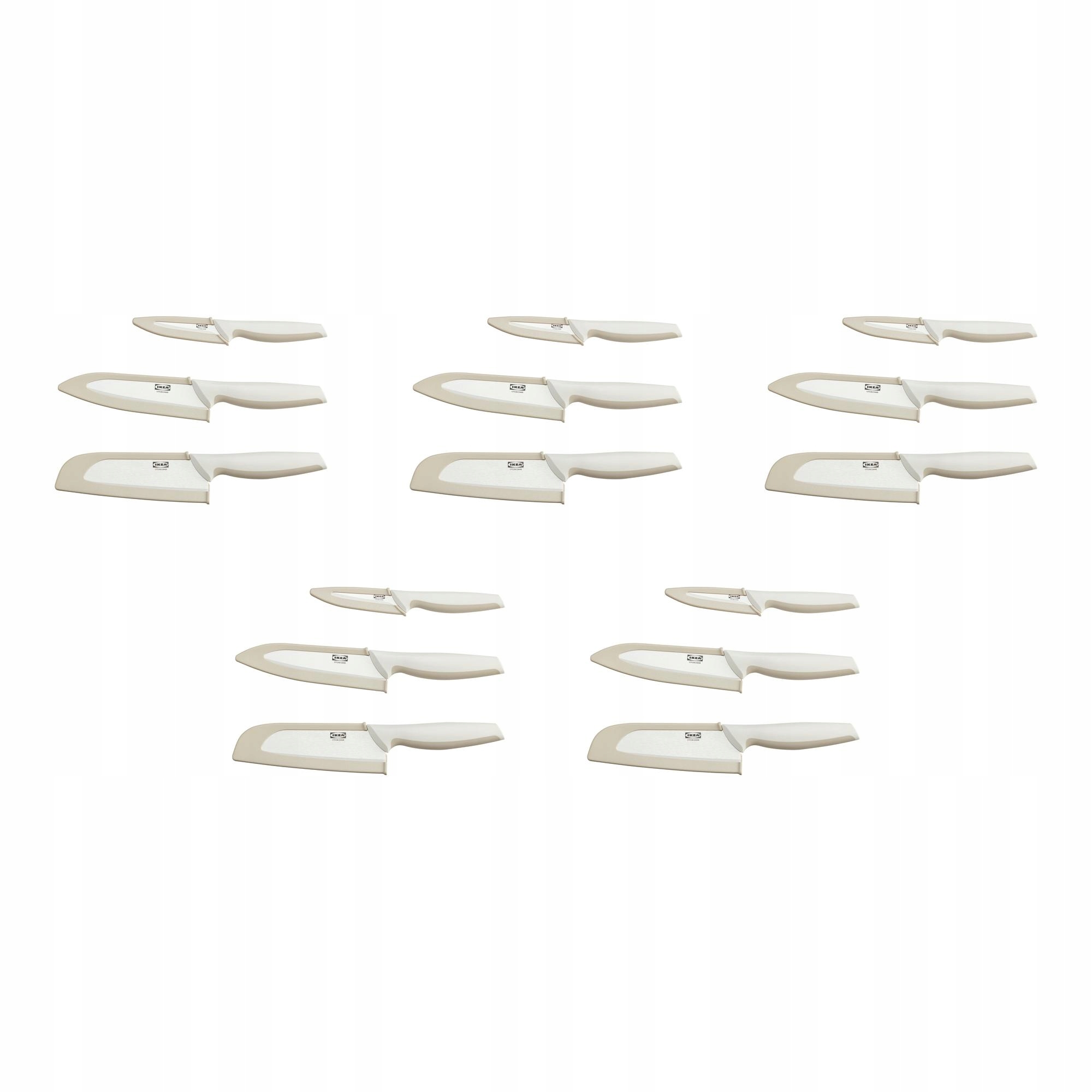 5 ks Sada 3 keramických nožů Bílá Béžová