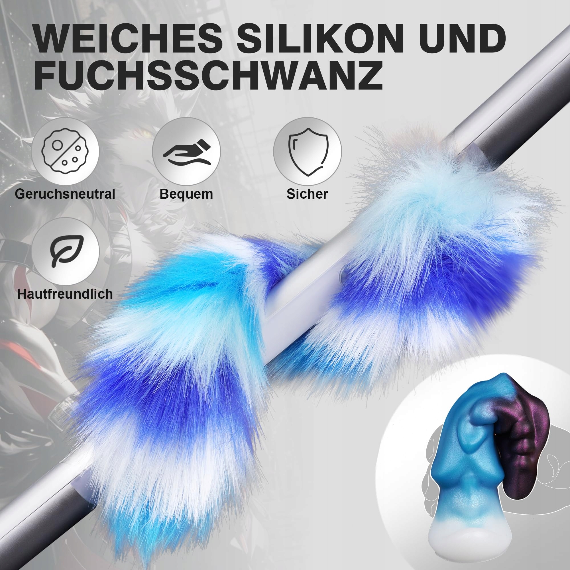 FURRY TAIL Zestaw Silikonowych Korków Analnych z Ogonem do Cosplay Petplay — miniatura 3