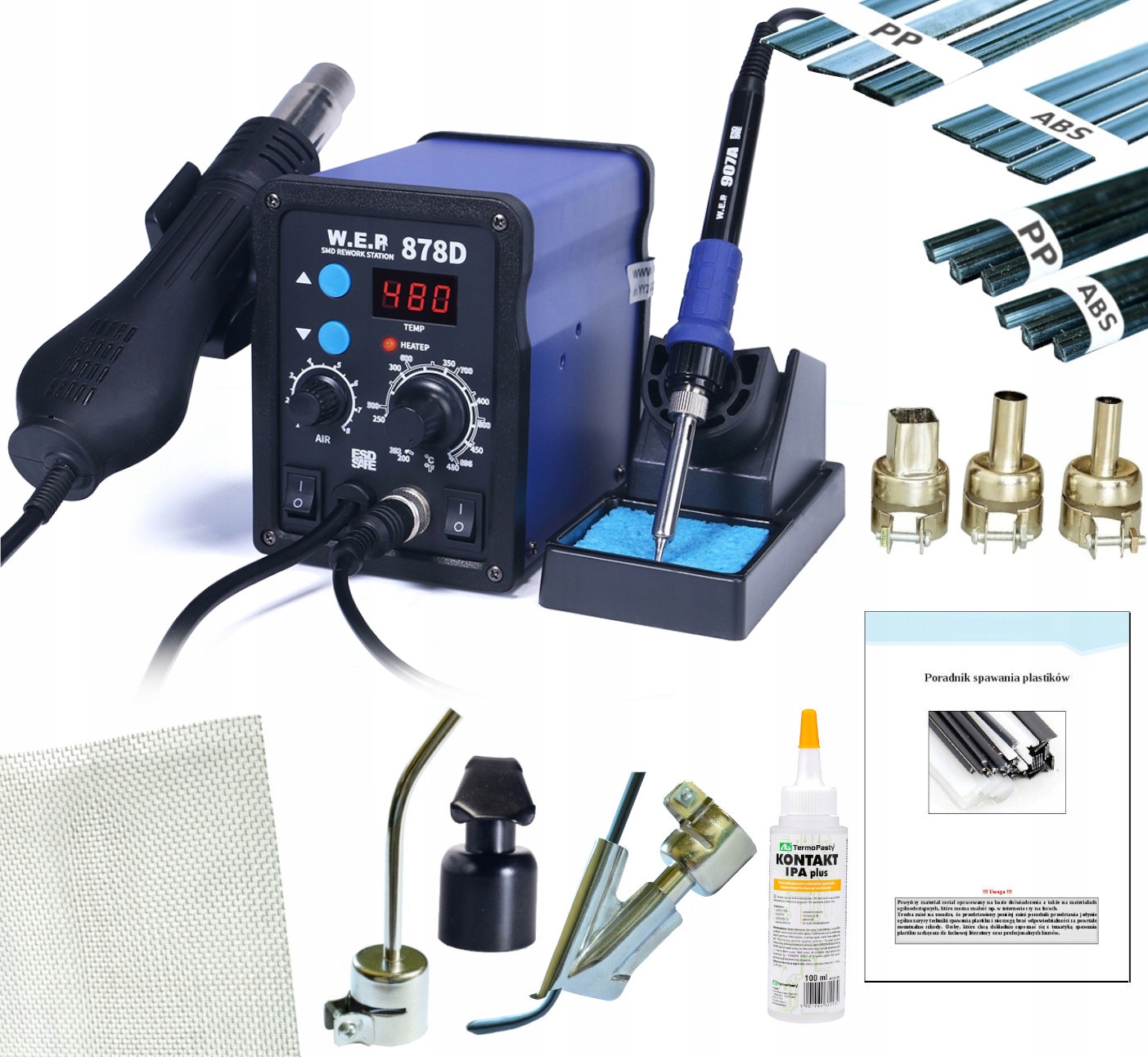 Spawarka Plastiku WEP 878D +PLASTIK 6 DYSZ SIATKA