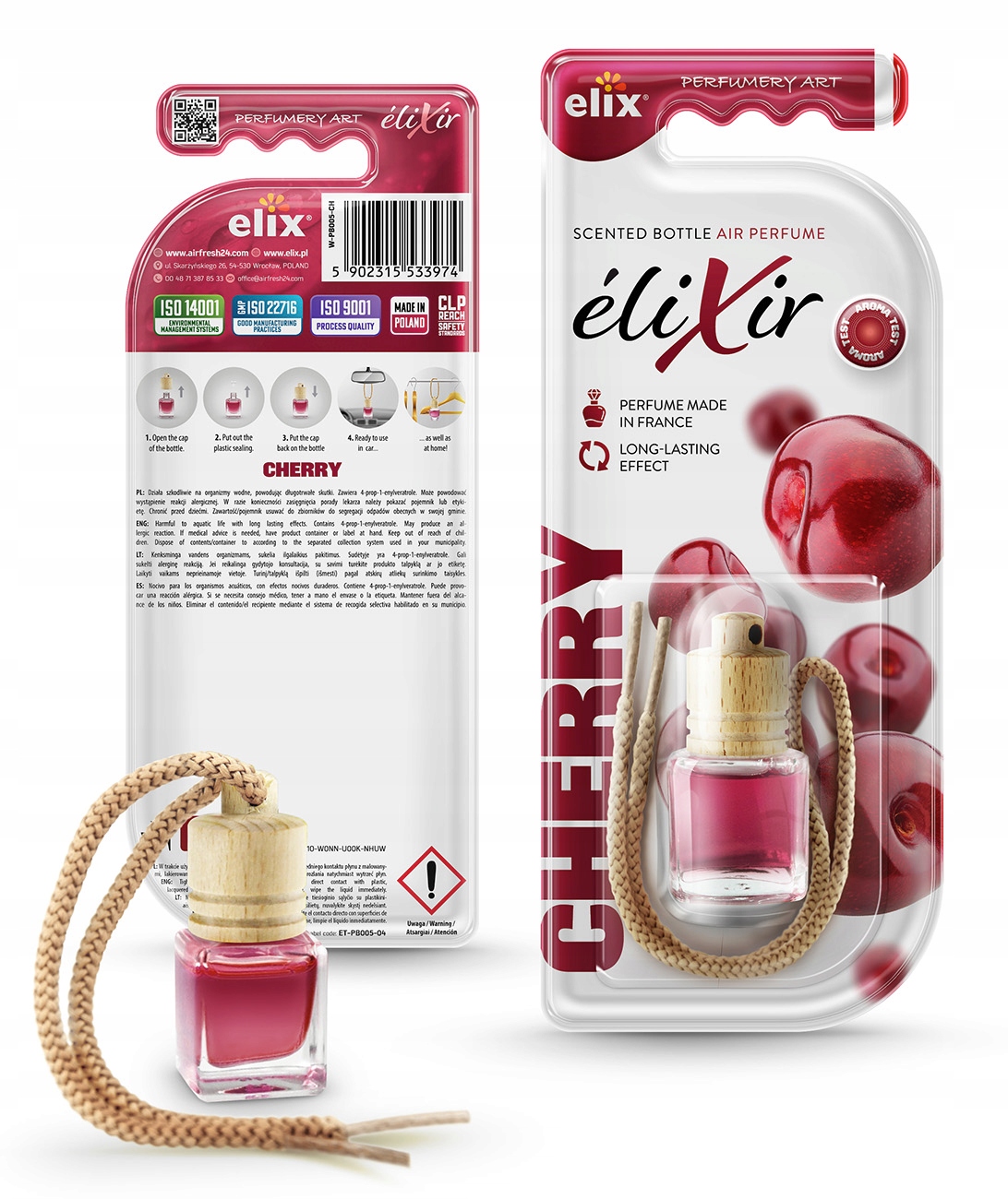 Zapach w butelce CHERRY 5ml Perfumy do samochodu Rodzaj zawieszki