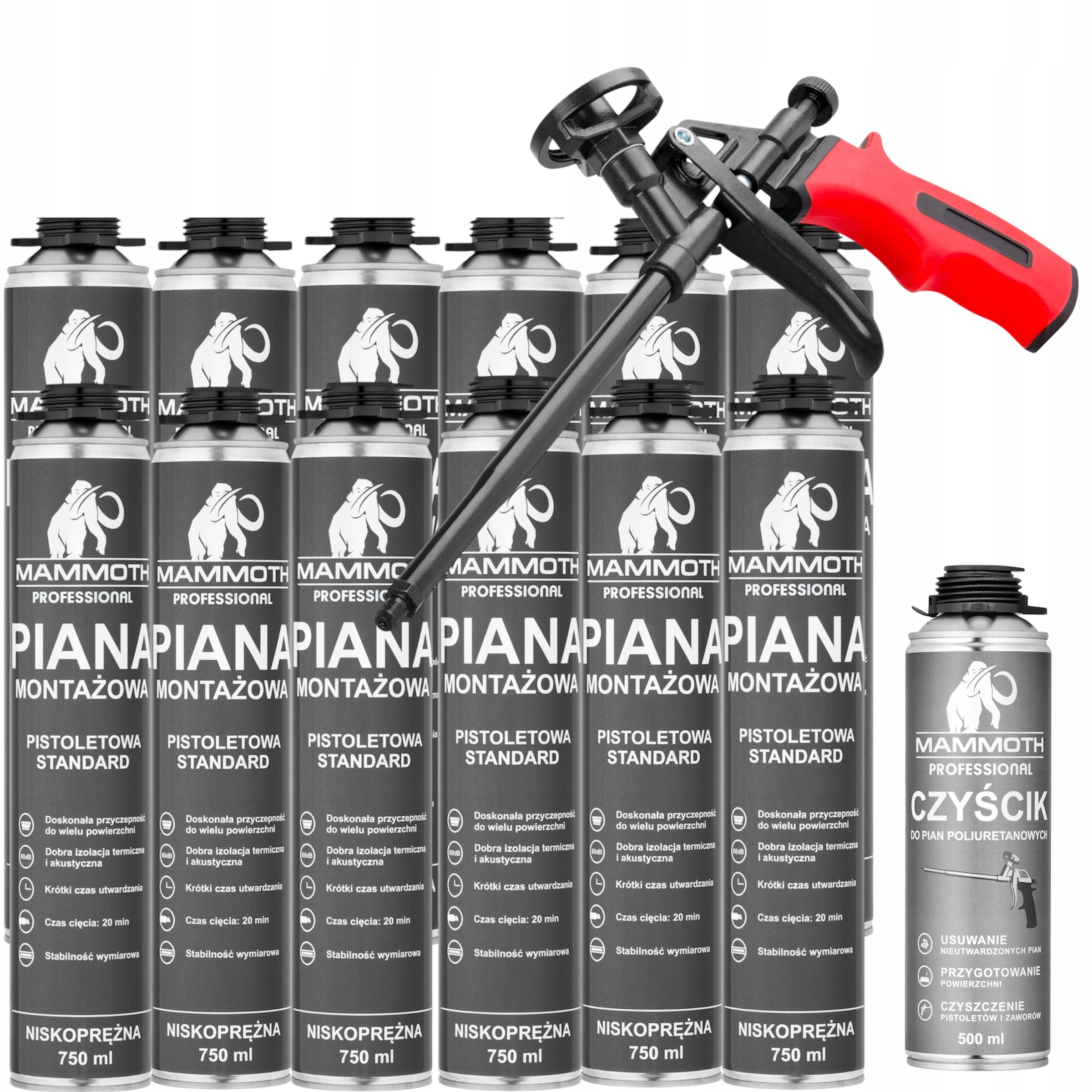Montážní Sada Montážní Pěna 750 ml Pistoletová Nízkotlaká Mammoth