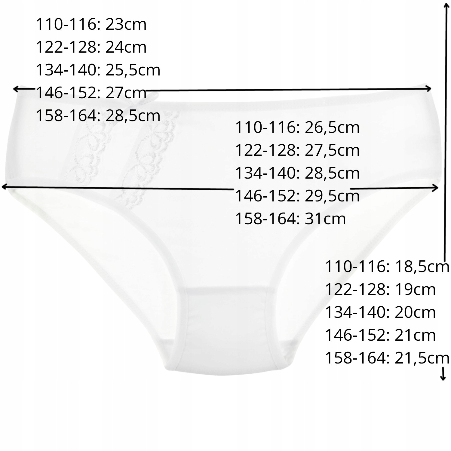 1x DZIEWCZĘCE figi majtki MORAJ białe 134-140 Rozmiar (new) 140 (135 - 140 cm)
