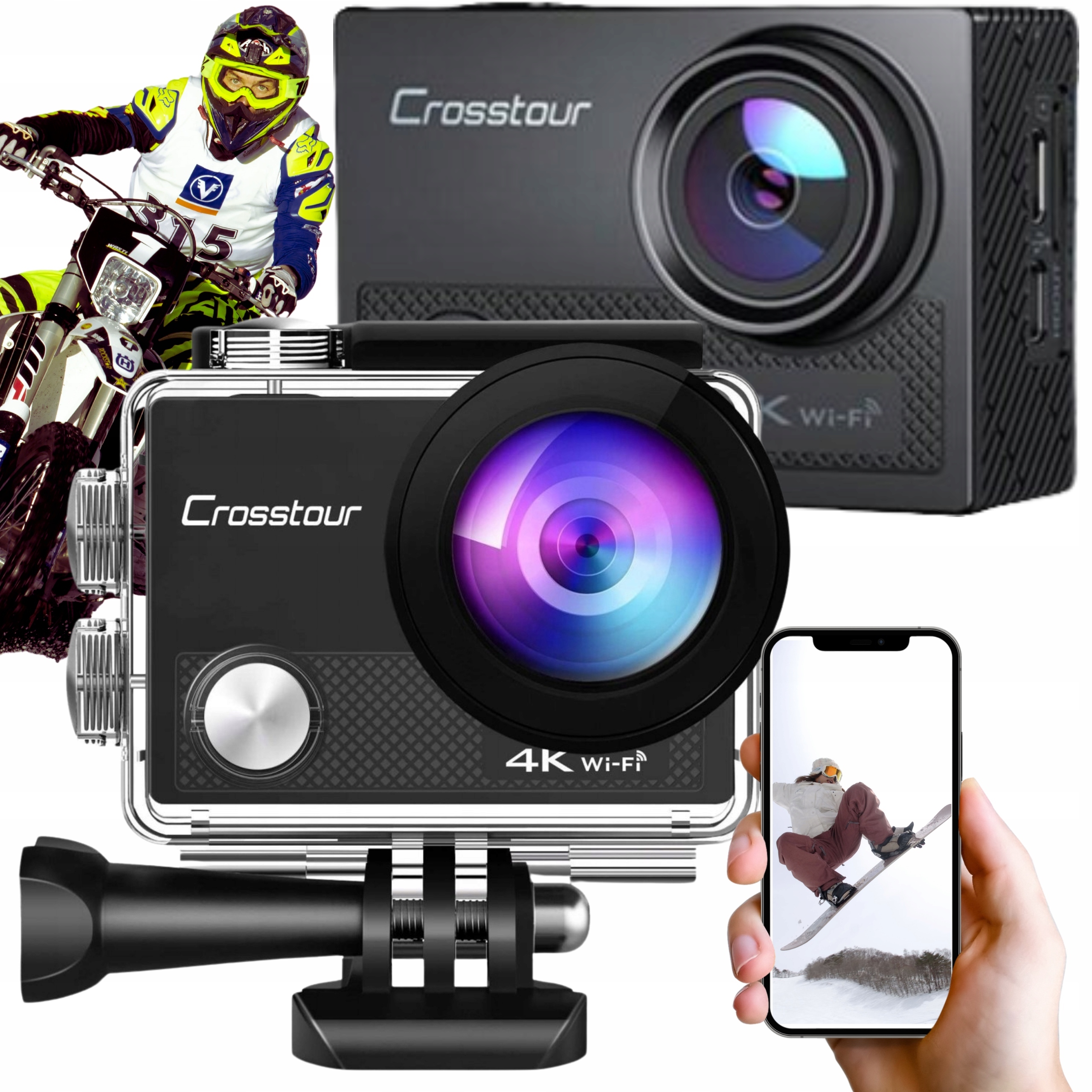 Kamera 4K Sportowa Uhd na Motocykl Rower do Nurkowania WiFi Hdmi +Akcesoria