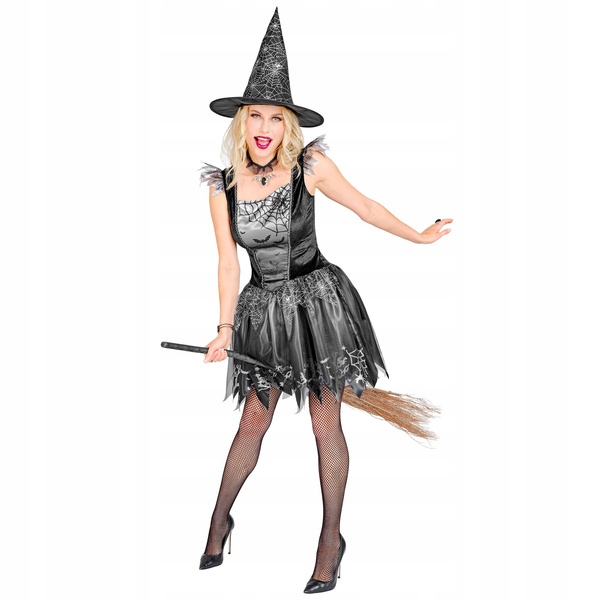 Kostým Čarodějnice Šedá Stříbrná Pavučina Halloween L
