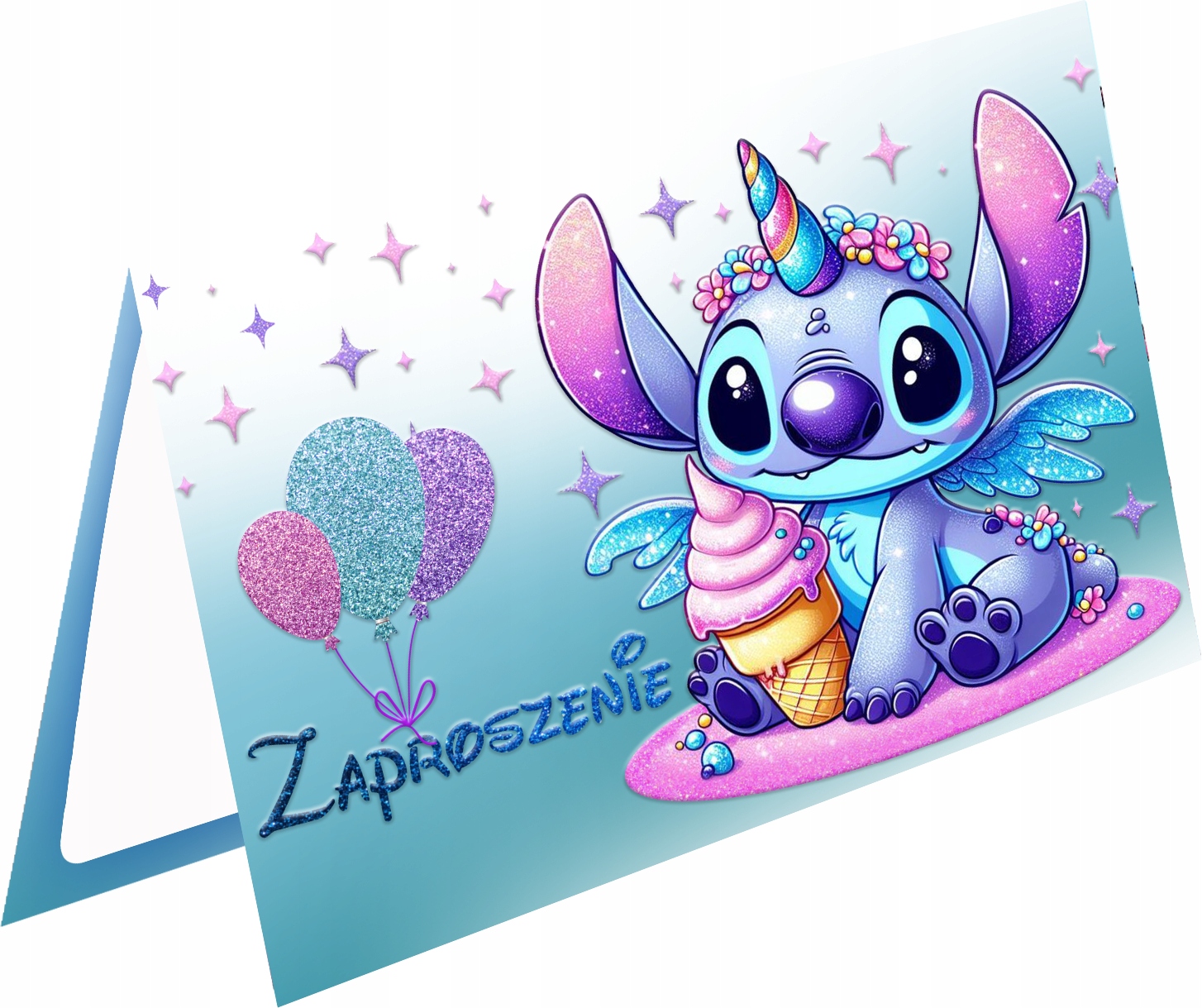 ZAPROSZENIE NA URODZINY LILO I STICH STITCH ANGEL Y4 ZAPROSZANIA URODZINOWE
