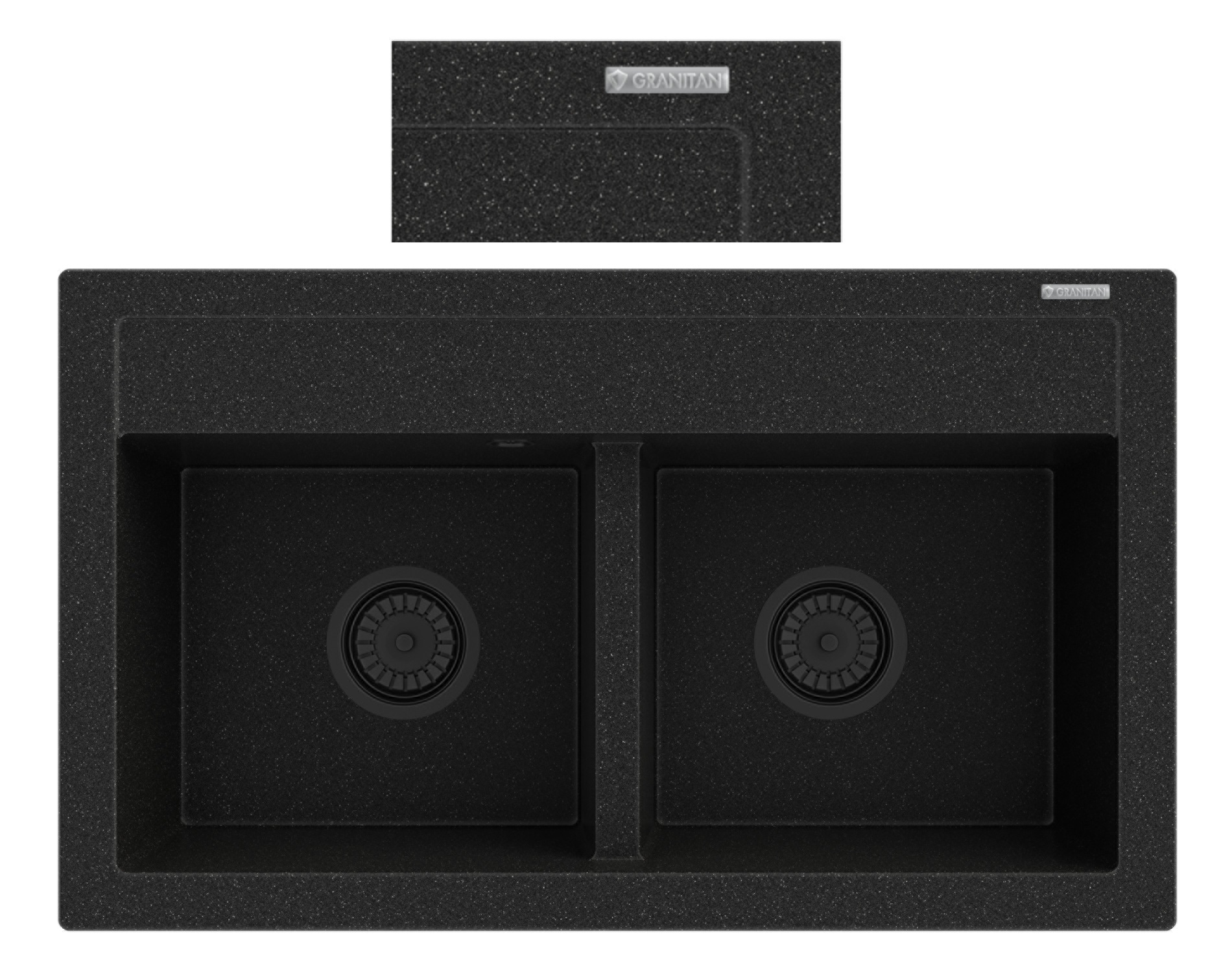 Dřez Dřez 2 Komory Černý Metalický Sifon Duet