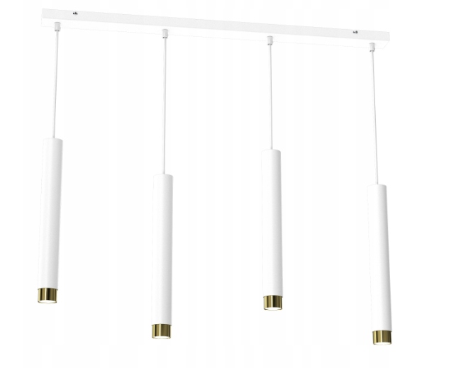 Ewilight Závěsná lampa 4bodová lišta Tube Lux 4xminiGU10 bílá/zlatá