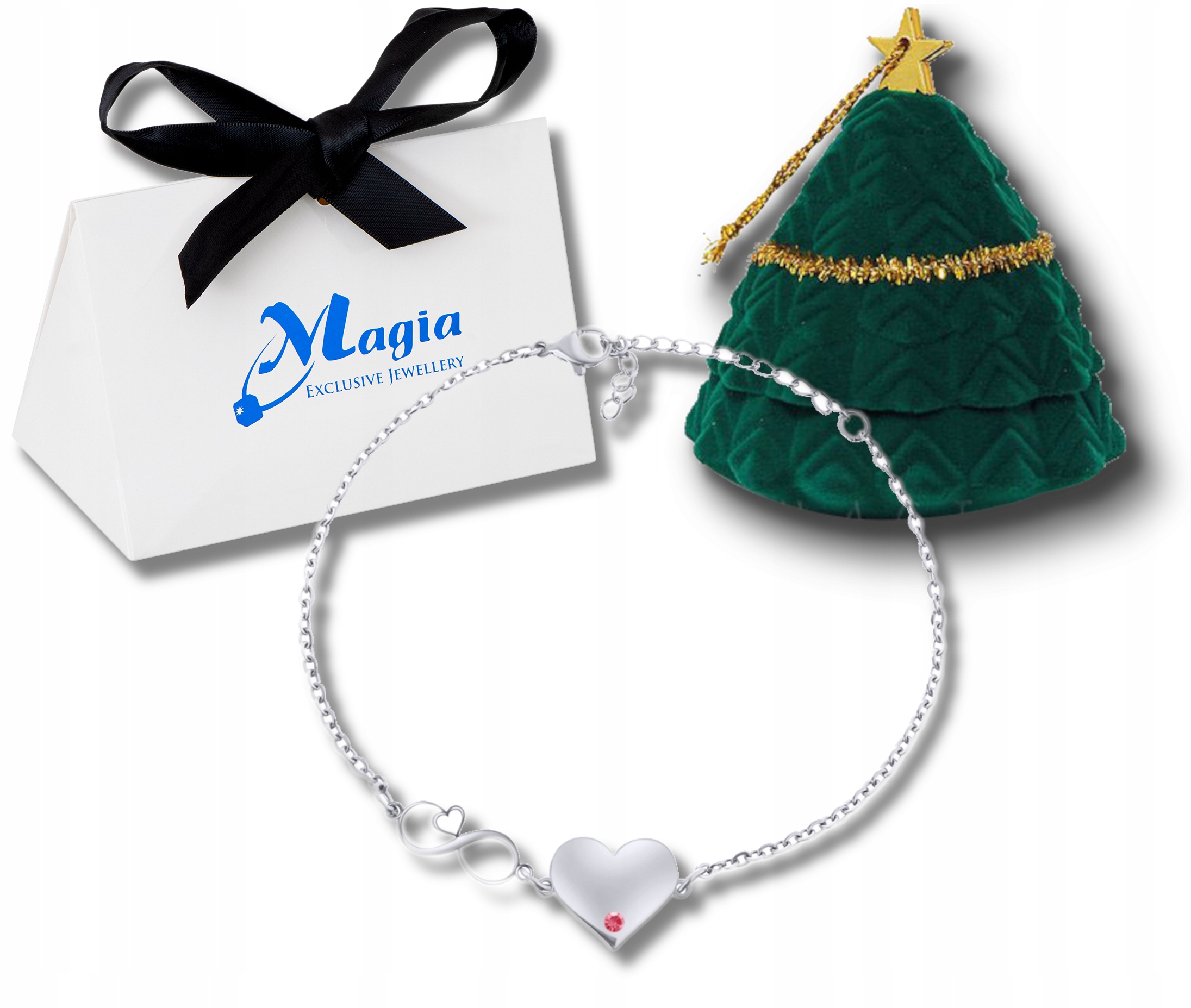 

Srebrna Bransoletka Serce Święta Choinka