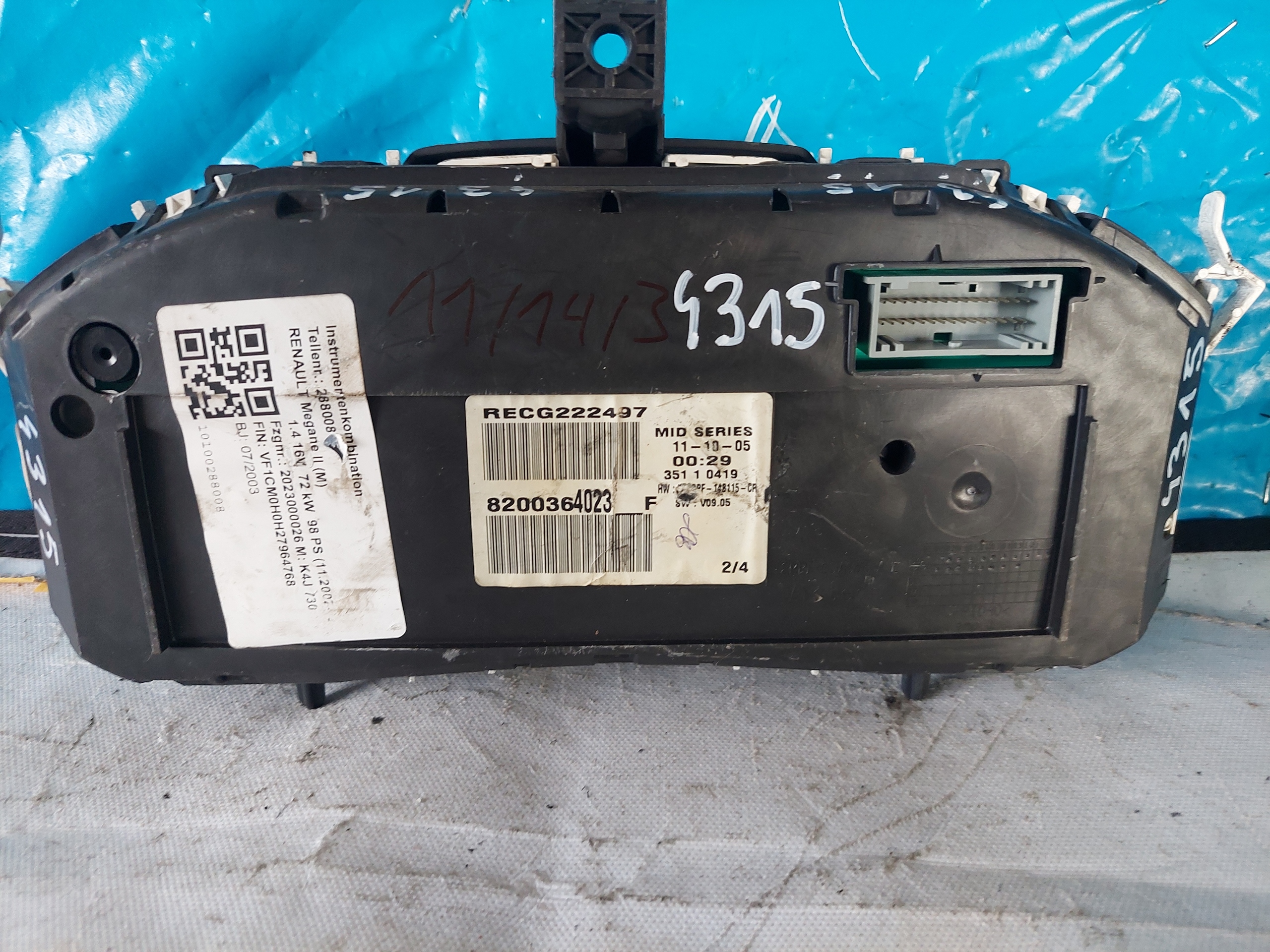 dials clock MEGANE II 1.4 16V 8200364023