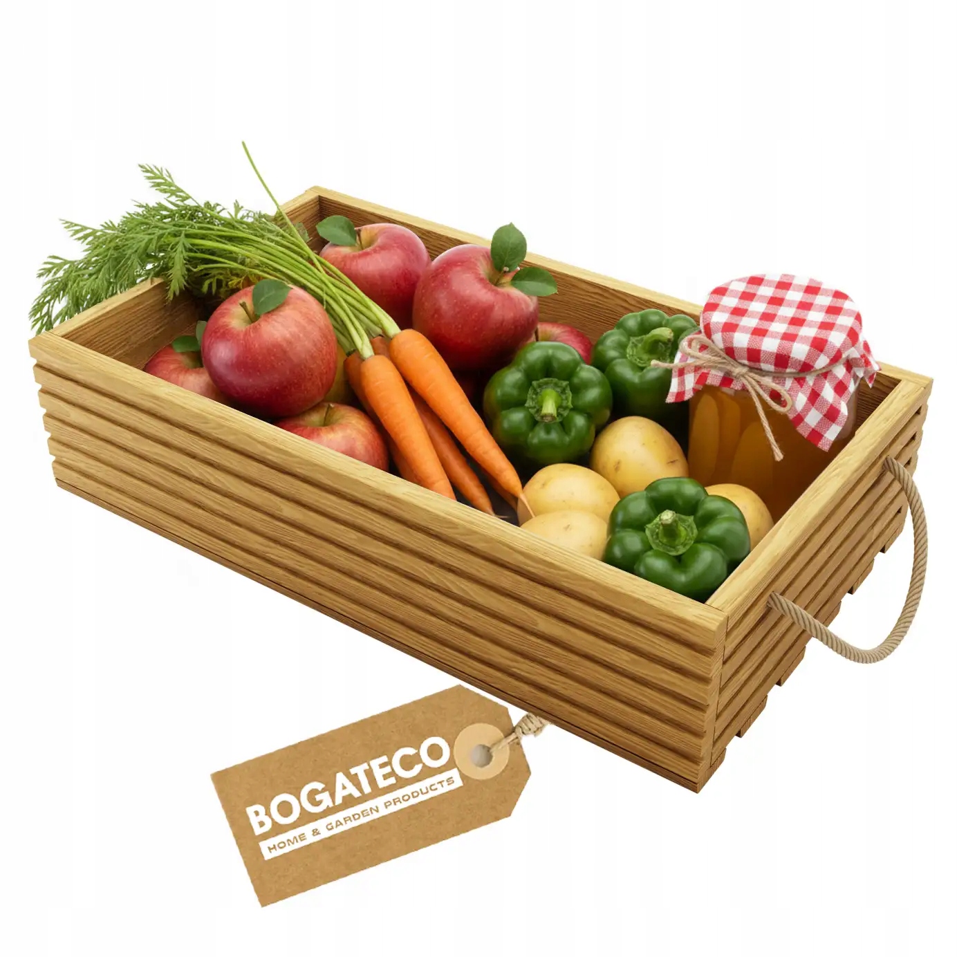 Dřevěná Krabička S Úchytem Pro Skladování 60x35x14,5 cm Světle Hnědá