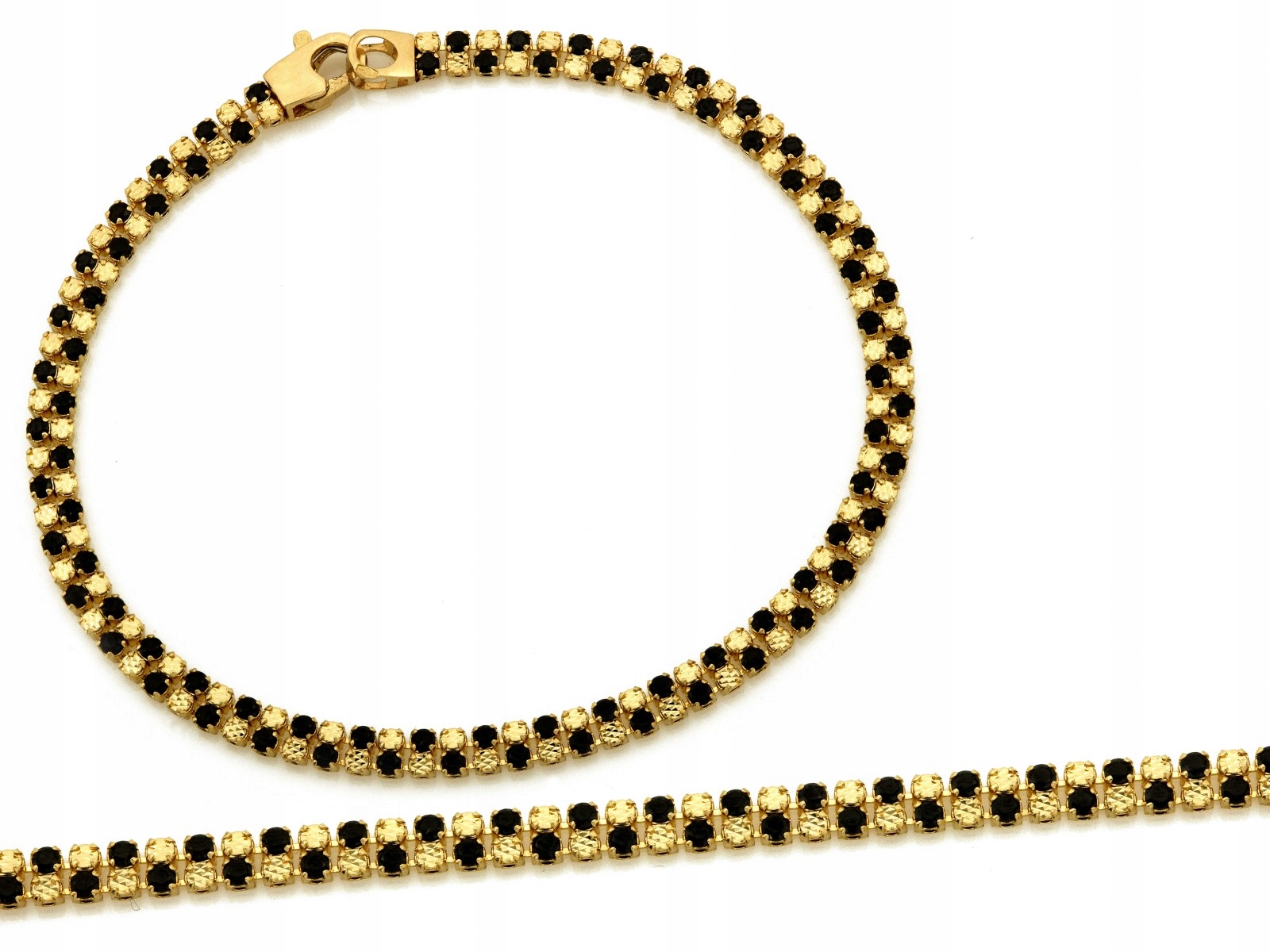 Zlatý náramek 585 s pohyblivými prvky 19 Cm šachovnice 4.80 g