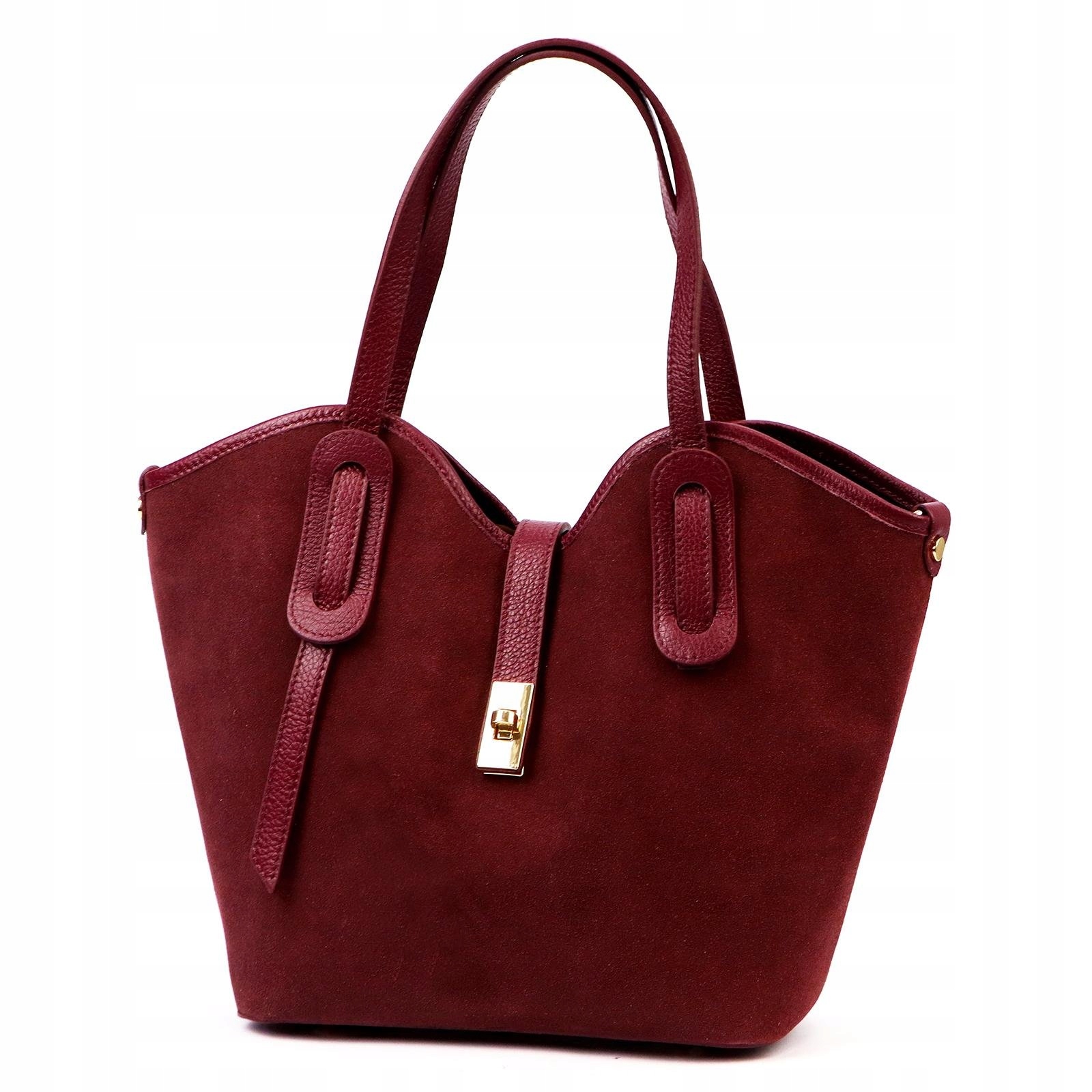 Dámská shopper kabelka ze semišové kůže bordó přes rameno Luka