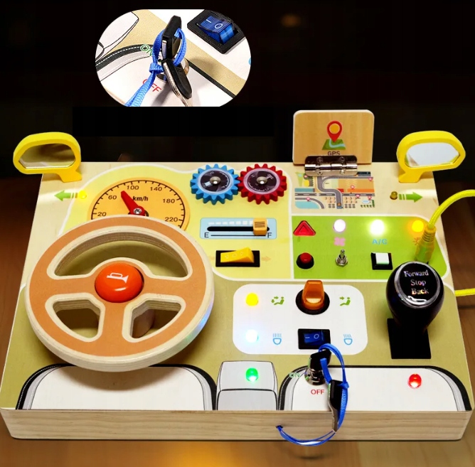 TABLICA MANIPULACYJNA DREWNIANA PANEL SENSORYCZNY KONTROLER LED PRZEŁĄCZNIK Marka inna