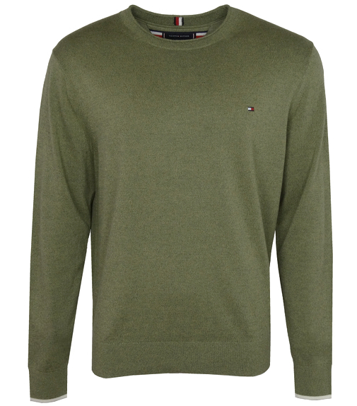 Tommy Hilfiger pánský svetr, bavlněný, khaki melír, XL