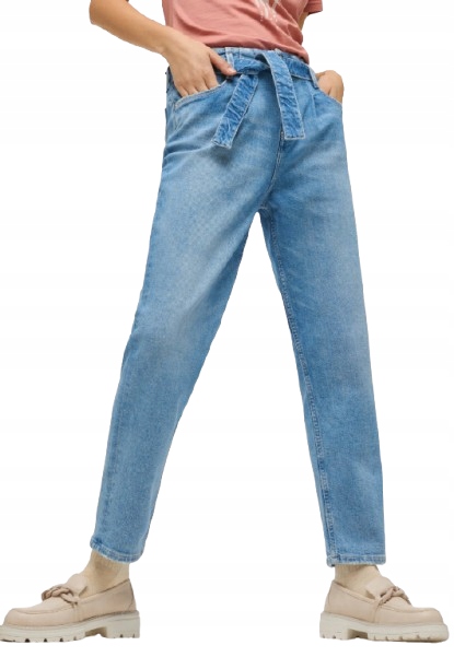 Mustang Dámské Modré Džíny Mom Jeans S Páskem 25/32 J5H