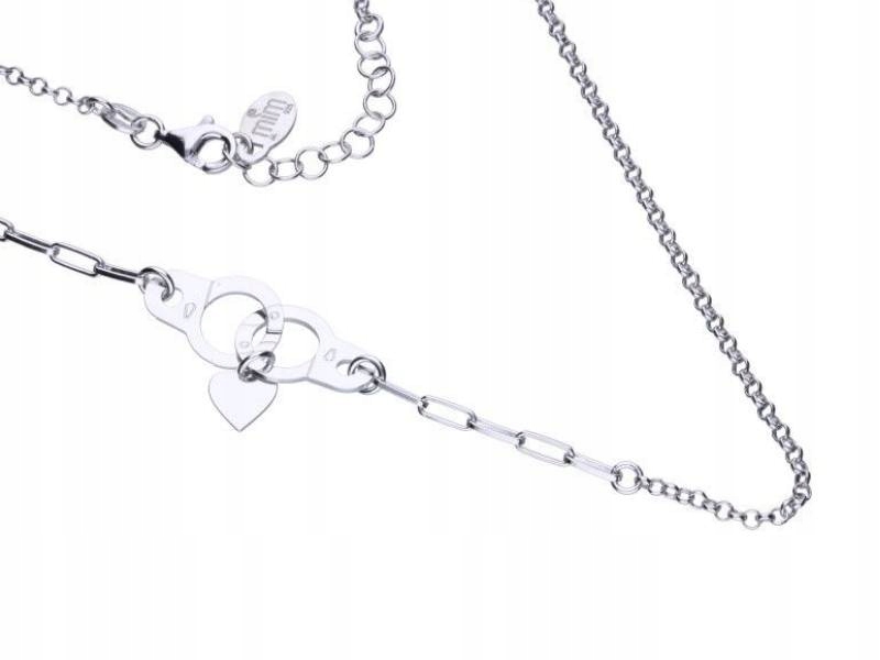 Stříbrný náhrdelník 925 rollo s pouty a srdcem a přívěskem, módní vzor