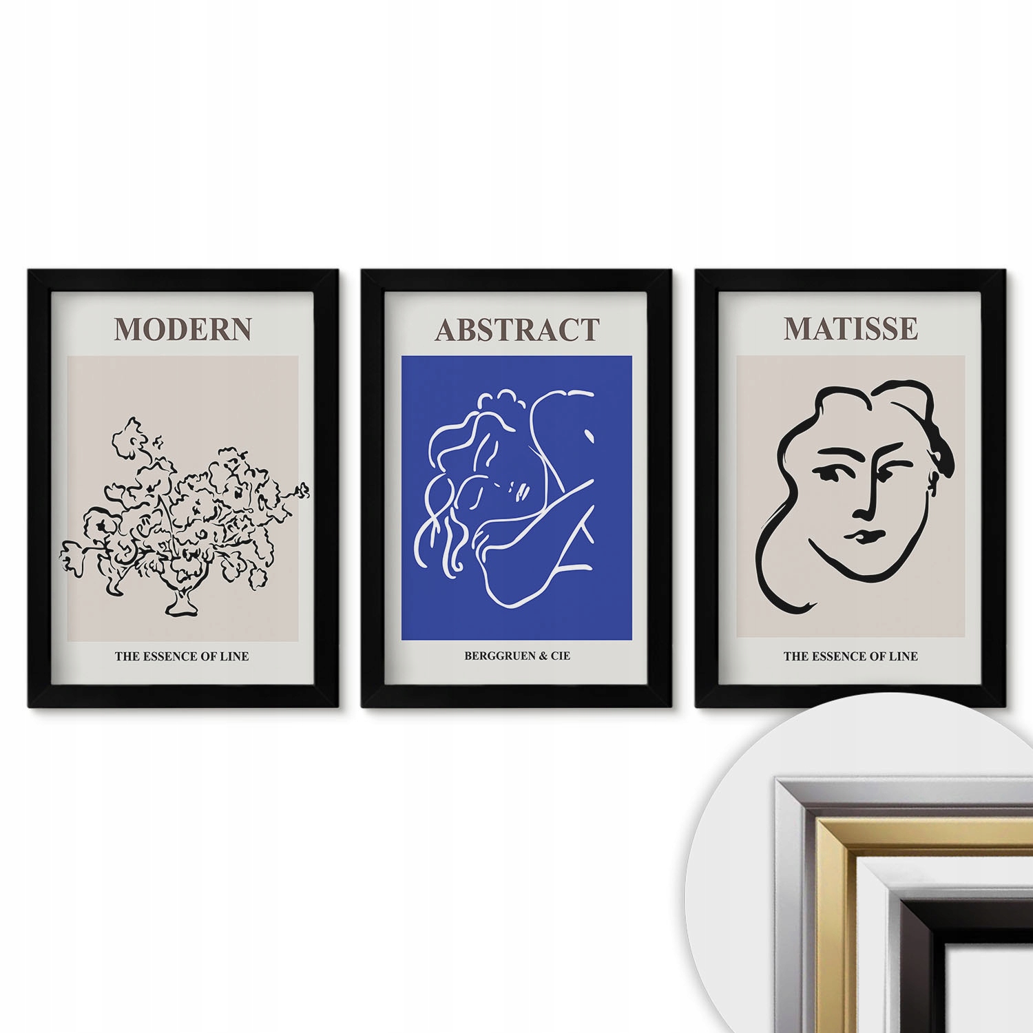 Sada obrazů v černém rámu pro zavěšení Postery moderní Matisse