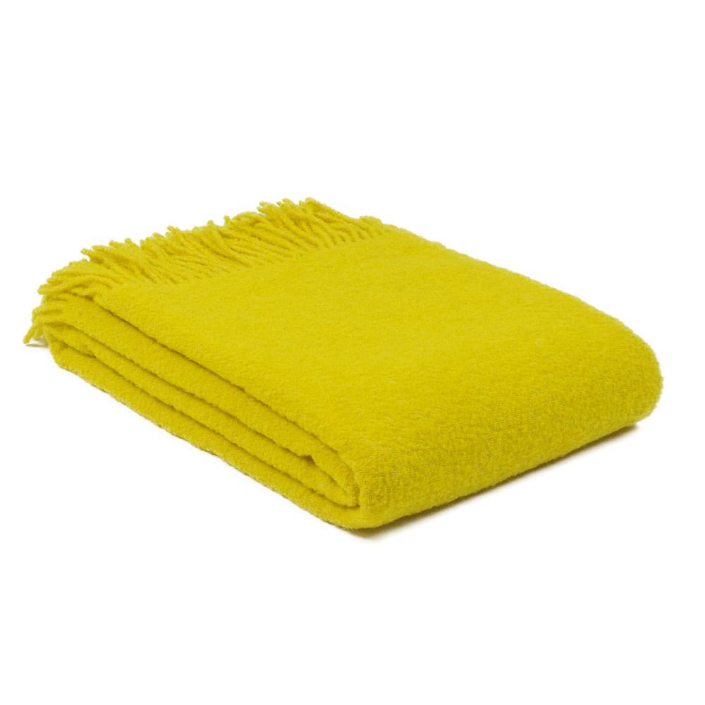 Vlněná deka merino Buckle 140x200 žlutá s třásněmi