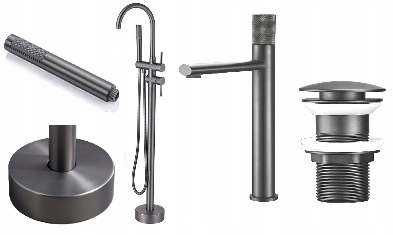 Zlatá vaňová batéria Gold Mat Umývadlová Premium Sada