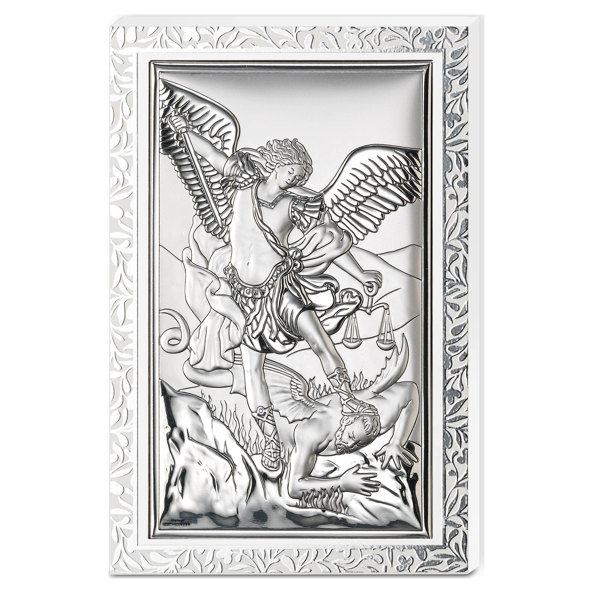 Obraz srebrny Archanioł Michał na panelu 9x13.5 cm Sku: VL81514/3L