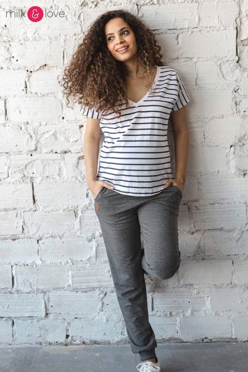 Two Ways těhotenské a kojící tričko oboustranné Milk&Love s proužky