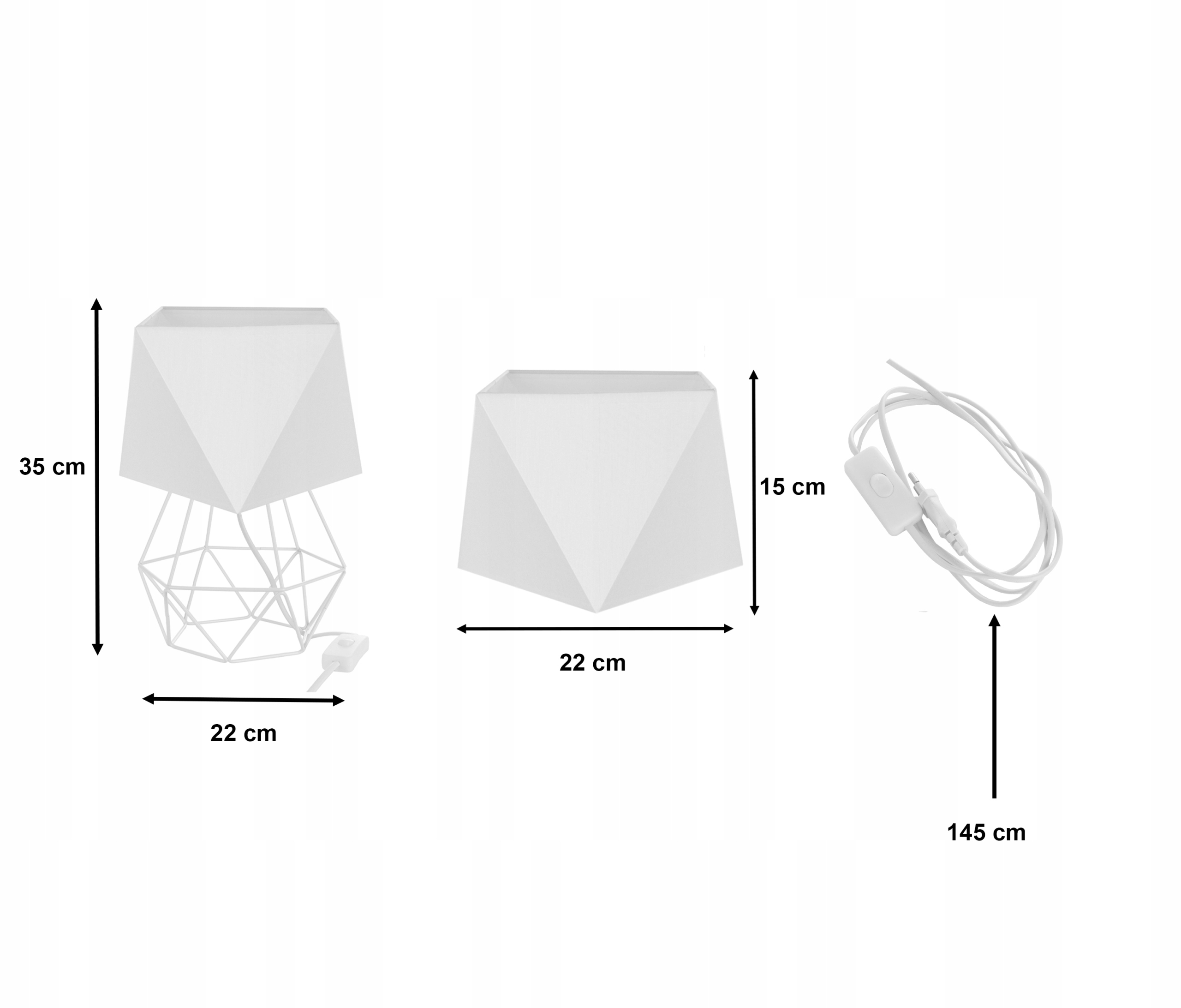 LAMPKA NOCNA STOŁOWA BIURKOWA NOWOCZESNA ABAŻUR Długość/wysokość 35 cm