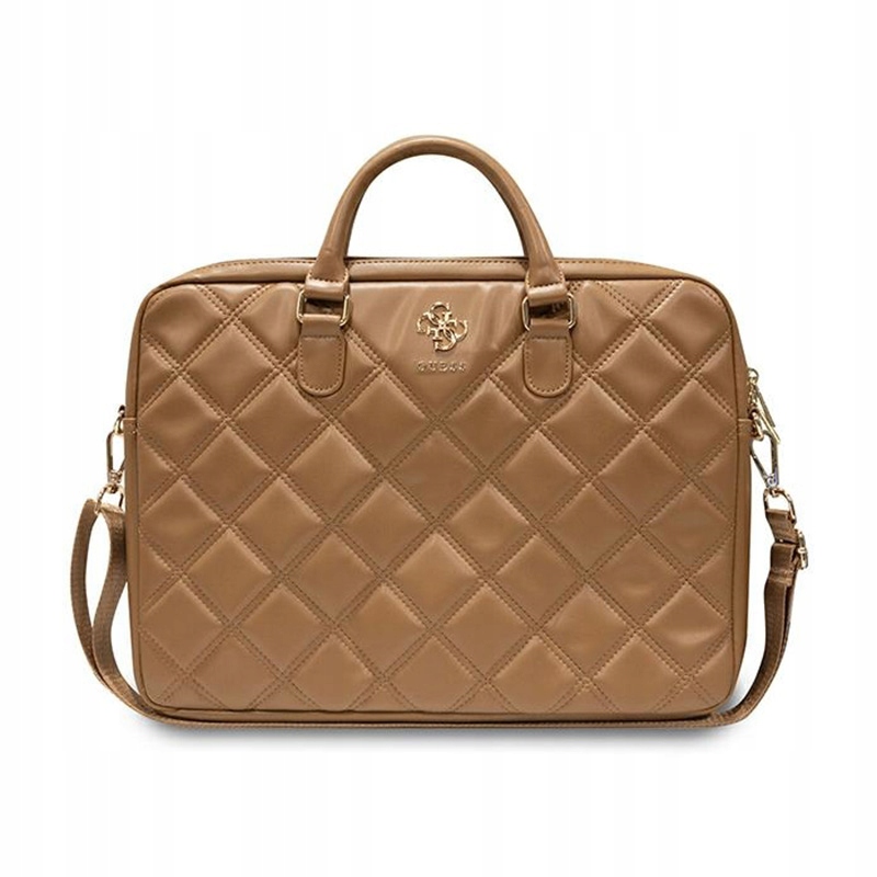 Guess Quilted 4G Computer Bag – taška na notebook 15" 16" (hnědá)