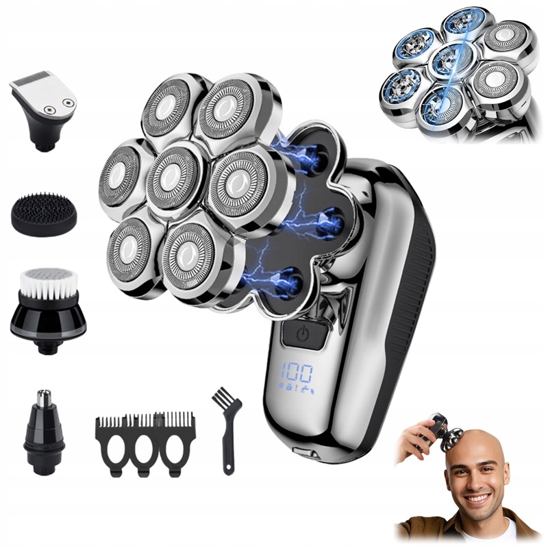 Holicí Strojek elektrický pánský 7D, IPX7 voděodolný, magnetická hlava pro snadnou demontáž