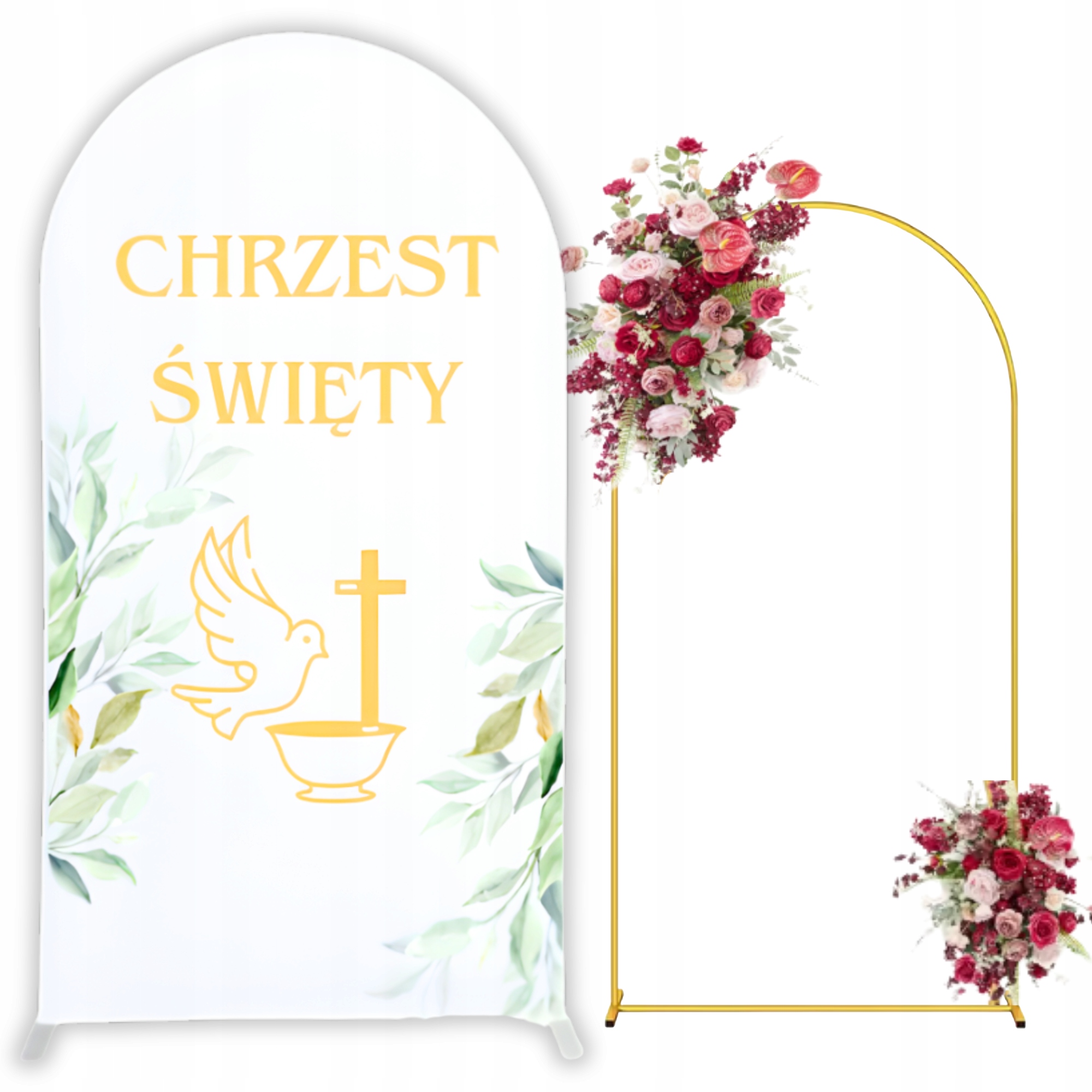 Sada Stojan Na Balónky Stojan 2 M Zlatý Oblouk Obal Bílý Křest Svatý