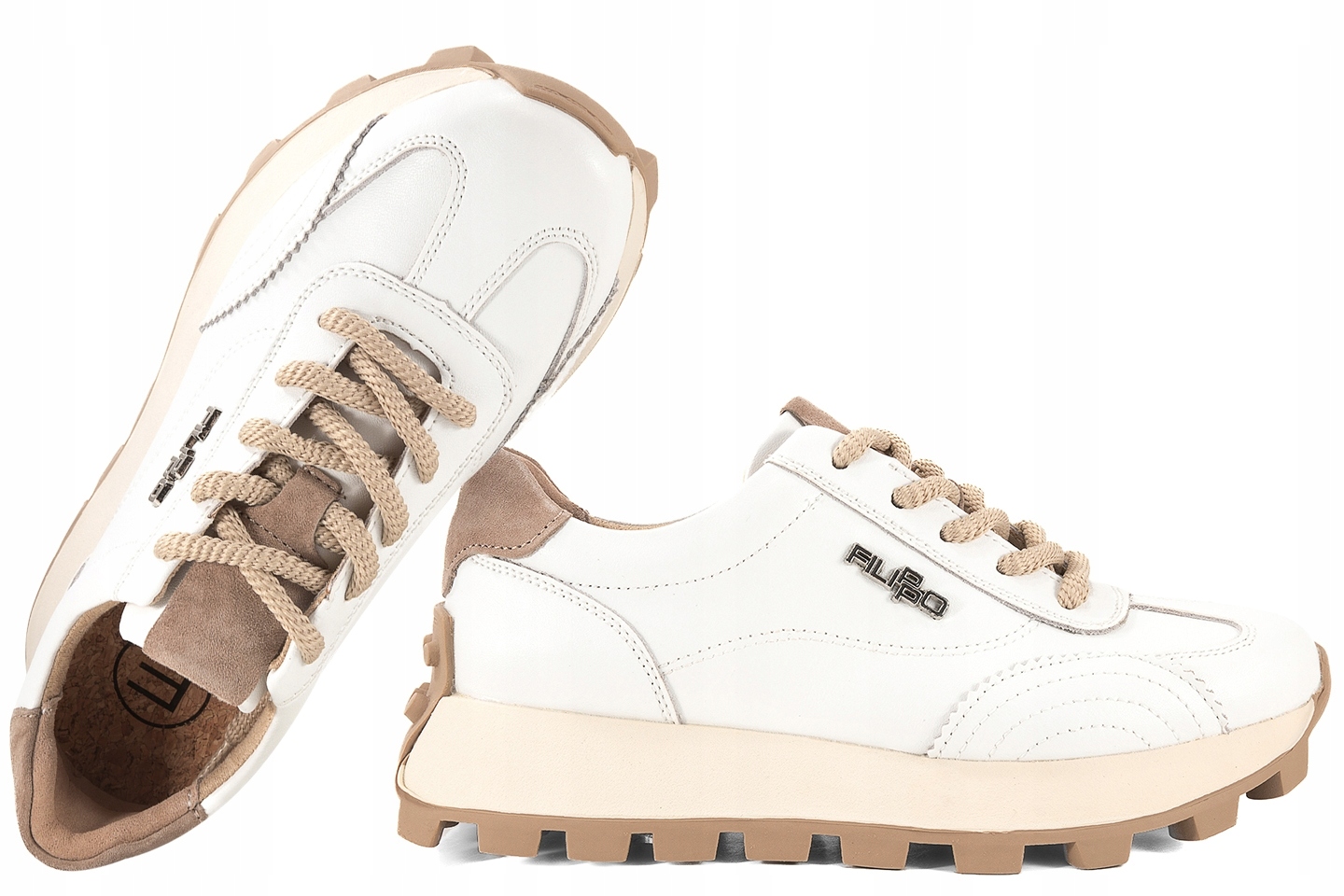 Filippo DP7498 Dámské Kožené Polobotky Tenisky Na Platformě, bílé 37