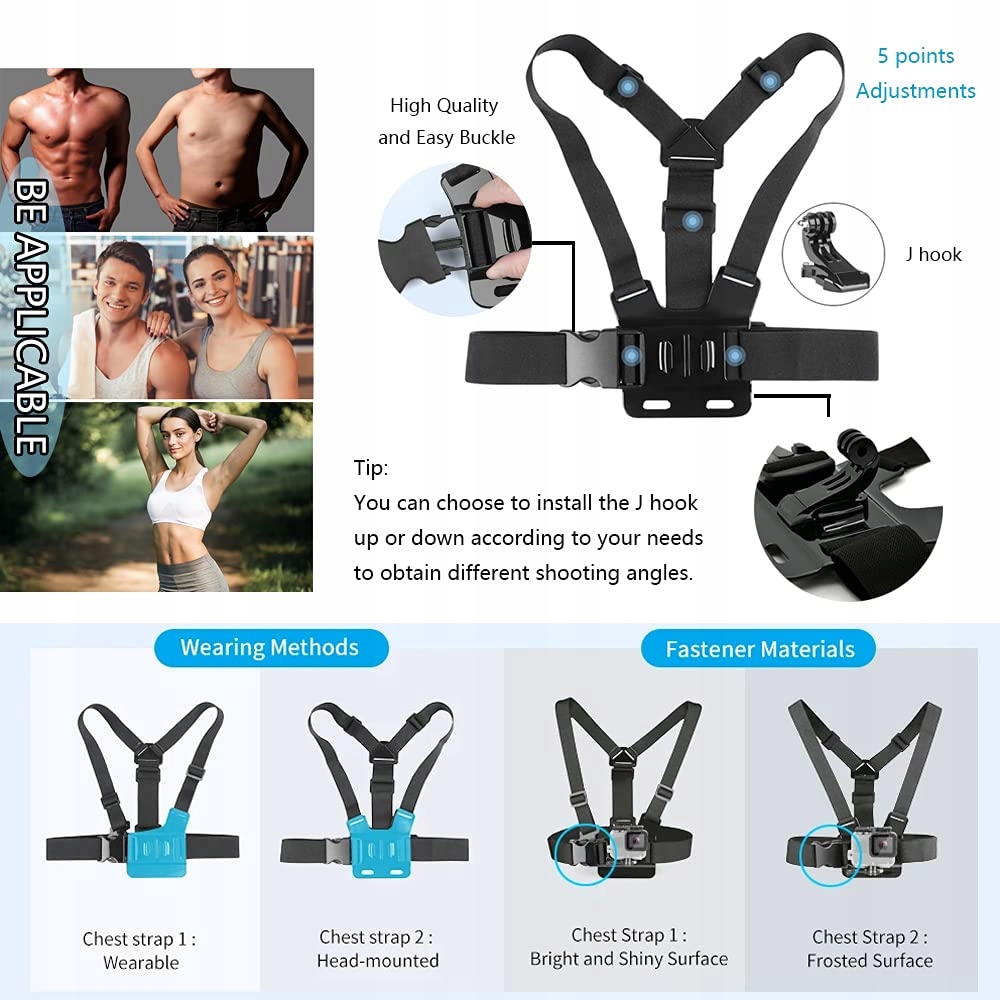 TEKCAM Zestaw Akcesoriów Do Kamer Sportowych Gopro AKASO DJI SJCAM — miniatura 4