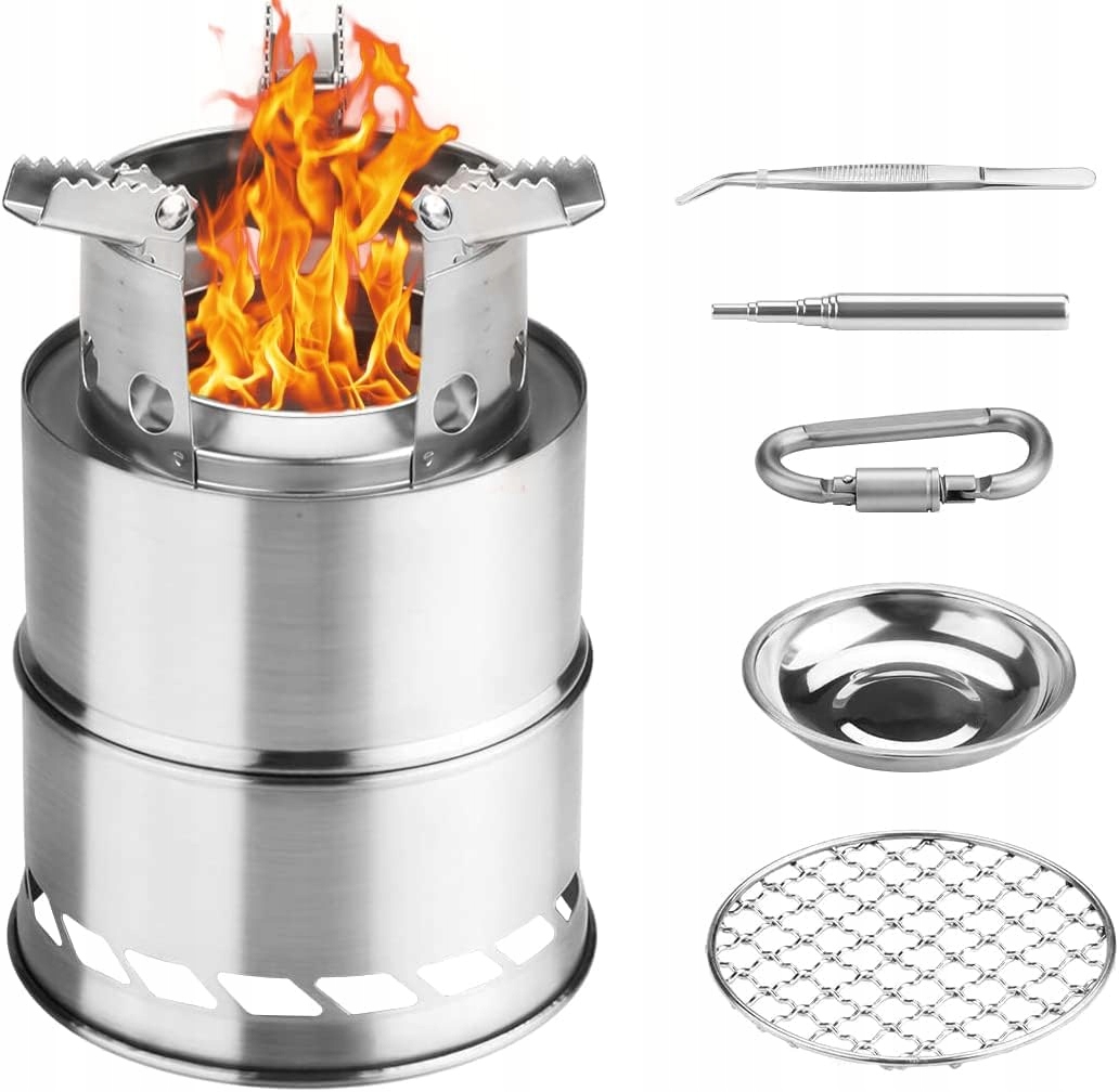 Przenośny Piecyk Turystyczny Na Drzewo Wielopaliwowy Składany Metalowy