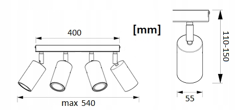 PLAFON LISTWA OPRAWA SPOT TUBA EYE 4xGU10 KOLORY Rodzaj gwintu GU10