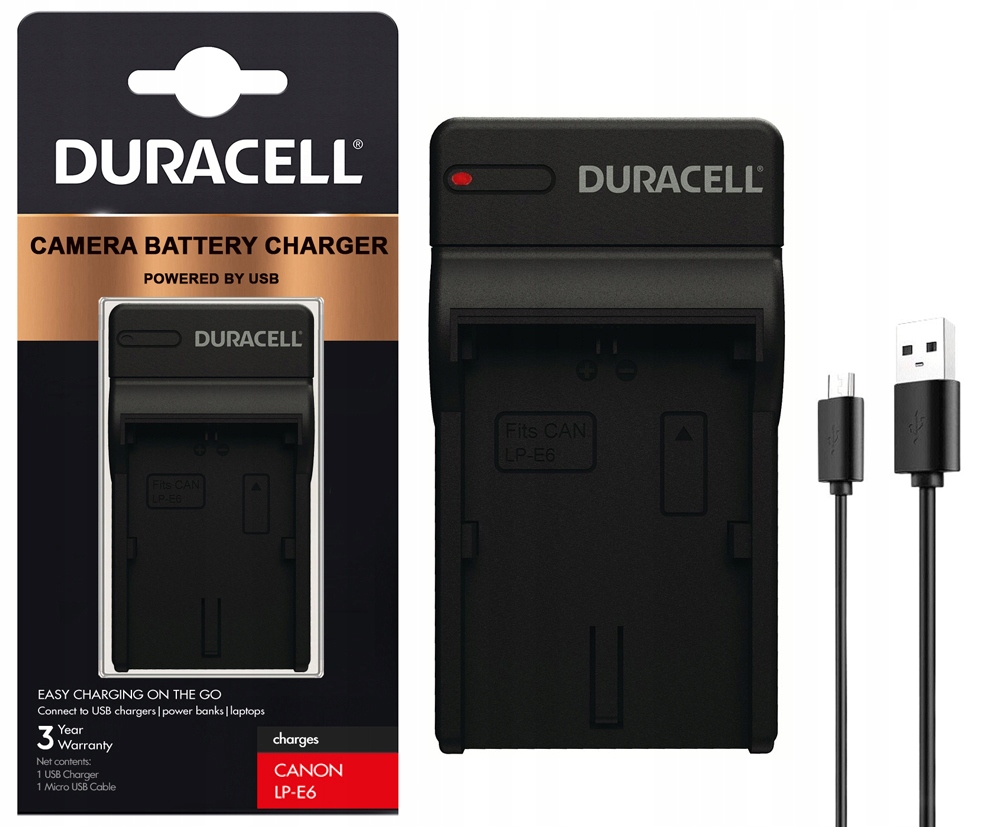 

Ładowarka Duracell Do Canon LP-E6/5D Mark/7D/60D
