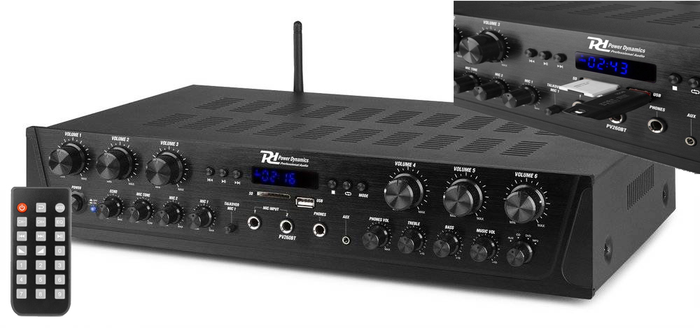 Wzmacniacz Power Dynamics PV260BT + KABEL ZASILAJĄCY Canon ÓSEMKA 2PIN C7 C58-6012-000 DO TV RTV AGD 1m