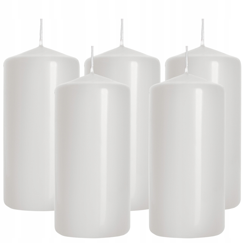 ZESTAW 5 ŚWIEC STOŁOWYCH WALEC KLASYCZNA ŚWIECZKA 10cm BIAŁA
