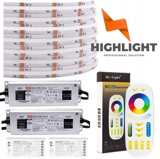 20m Sada súvislá svetelná linka Cob Rgb+cct IP65HS 16w/24v multi color