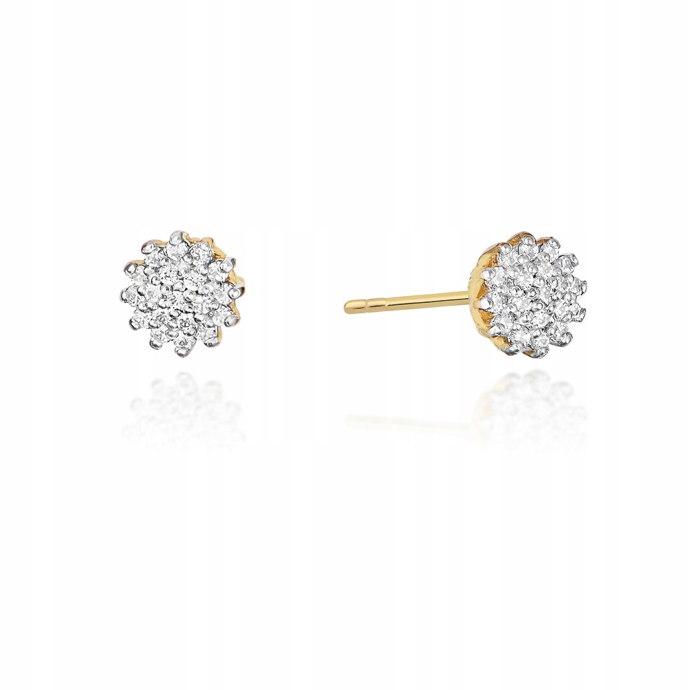 Zlaté květinové náušnice s diamanty ryzost 585 (14k) Dárek