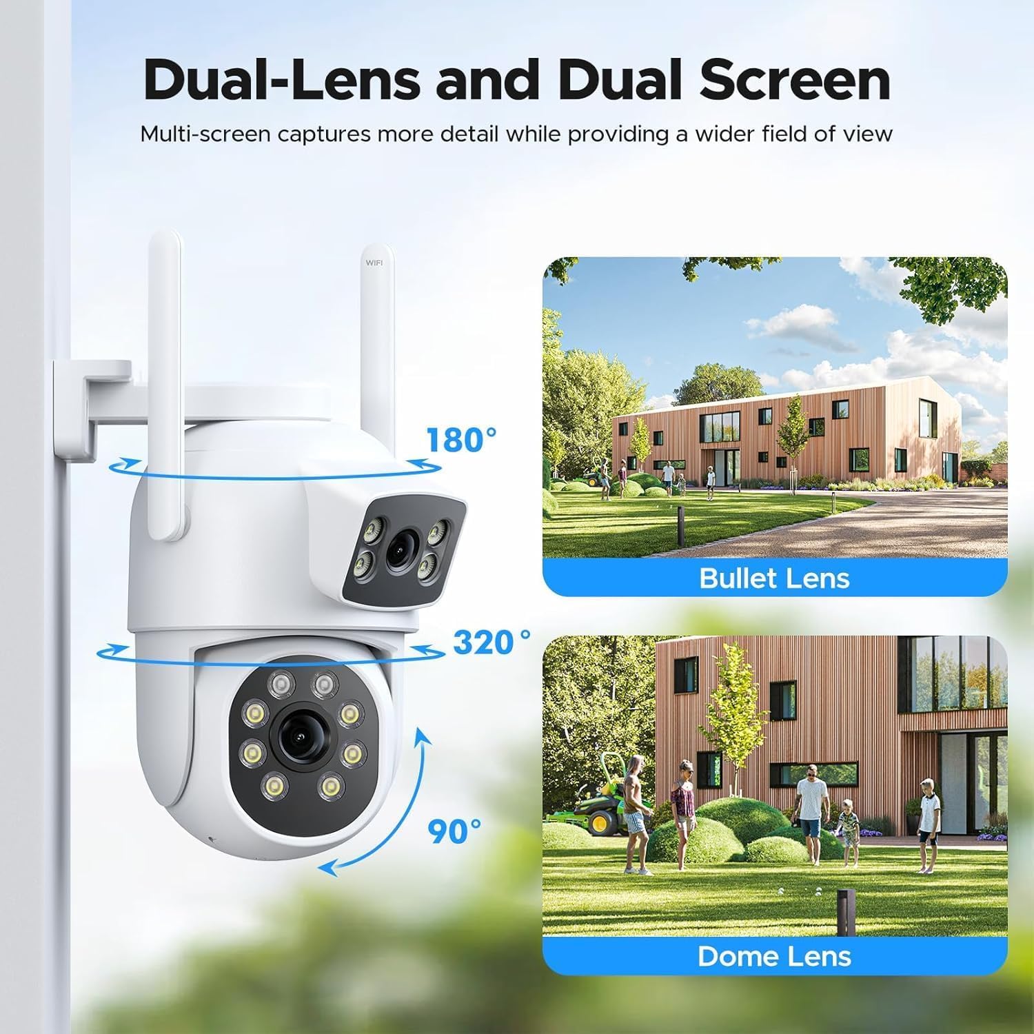 CAMPAMP Bezprzewodowy System Kamer Zewnętrznych Dual WiFi 24/7 Nagrywanie — miniatura 2