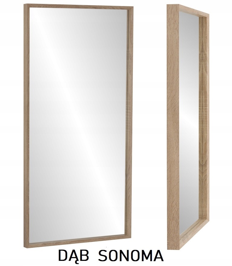 NOWOŚĆ Lustro 140x60 wąska KASETONOWA rama CZARNA Szerokość 600 mm