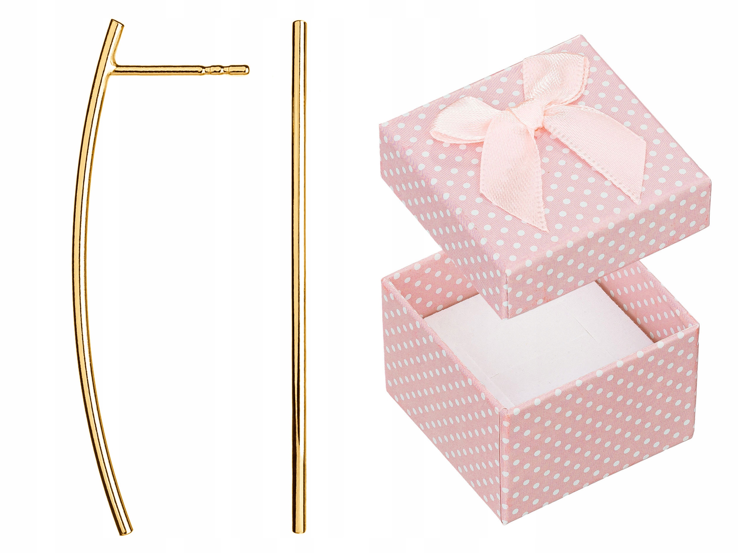 Stříbrné Náušnice Pozlacené dlouhé trubičky 3 cm Zlaté oblouky Dámské šroubky 925