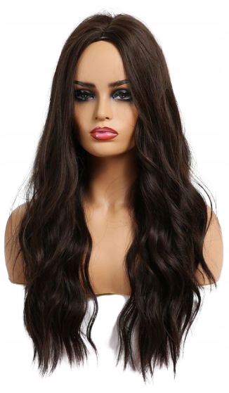 Peruka ciemny brąz Ombre fale loki matowa czepek