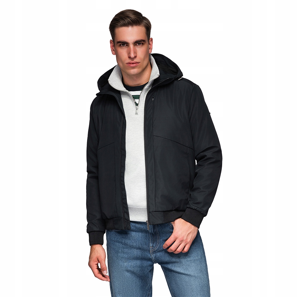 Lehká pánská bunda se síťovanou podšívkou a kapucí – černá V4 C640 XXL