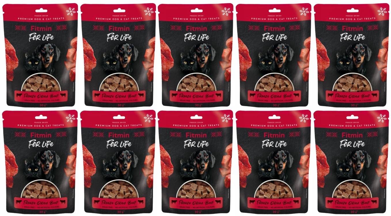 Levně Fitmin Freeze Dried lyofilizované hovězí maso psí pamlsek kočky 10x30 g