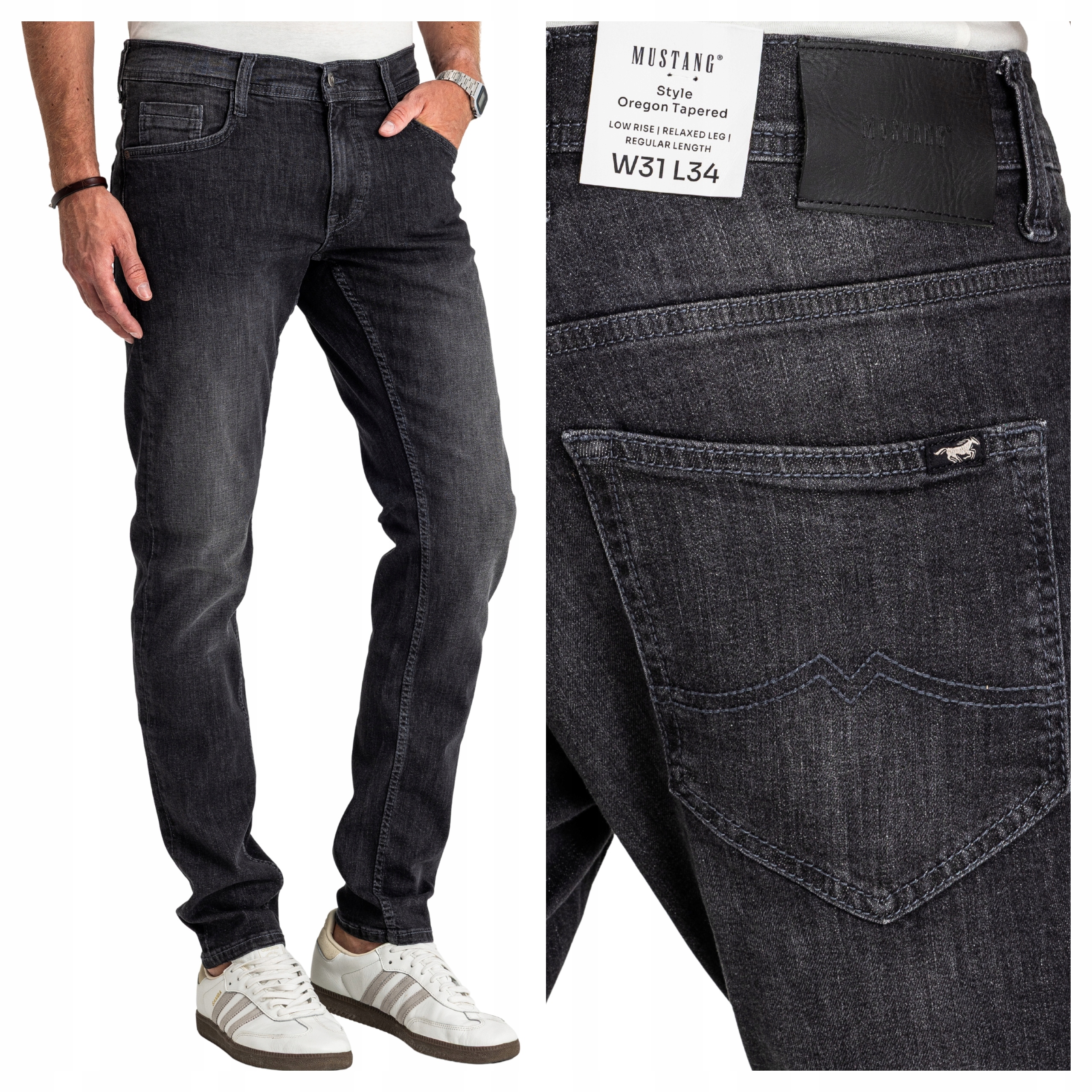 Mustang Oregon Tapered Pánské Džínové kalhoty Přiléhavé Černé Slim W33 L34