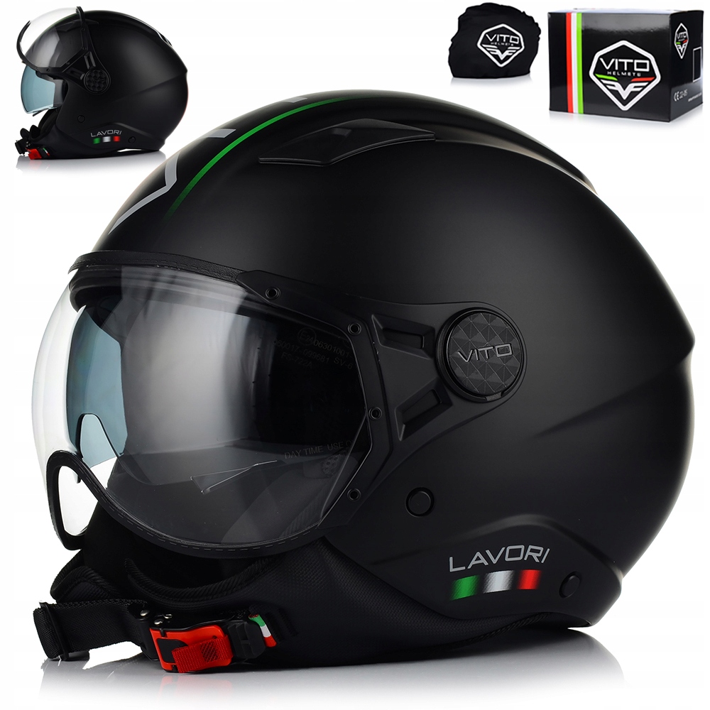 Motocyklová Přilba Otevřená Vito Lavori Skútr Chopper Ece 22.06 Blenda