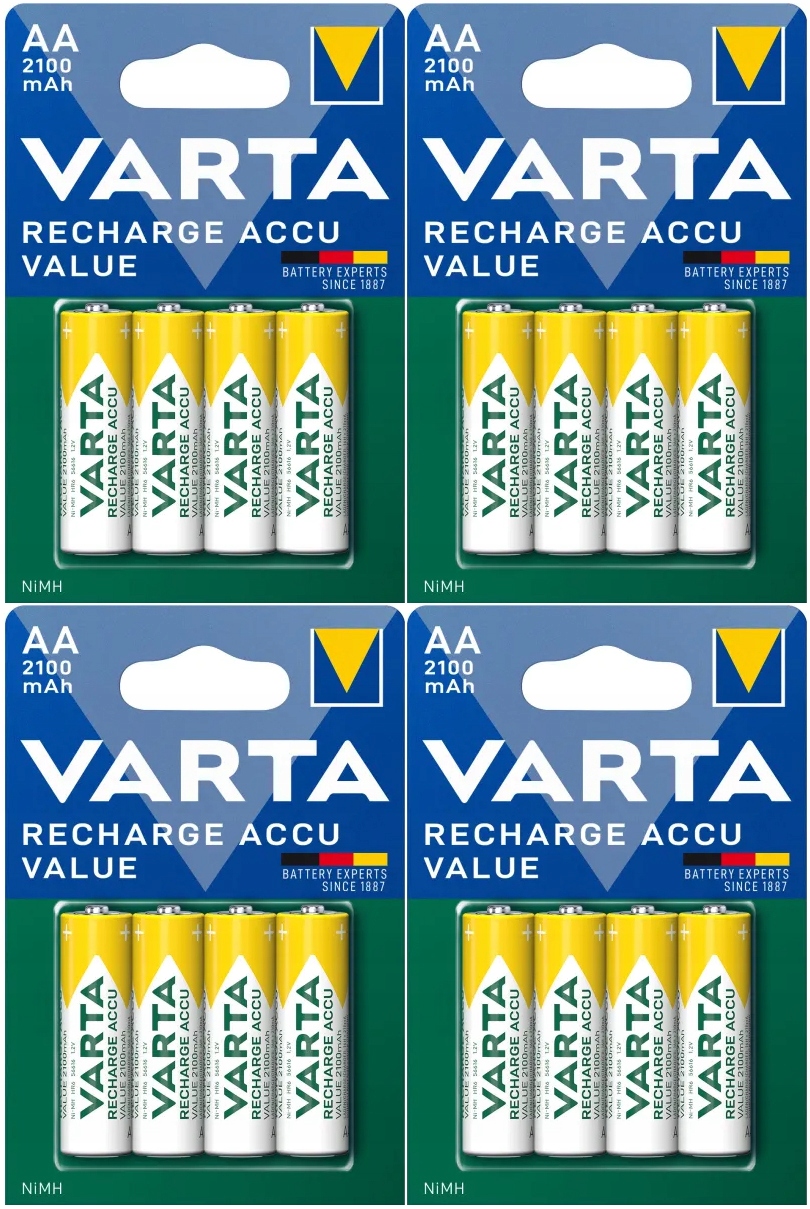 16 x Akumulátory Varta R6 Aa 2100 mAh Baterie Pro Fotoaparát Hračky Pilota Padu