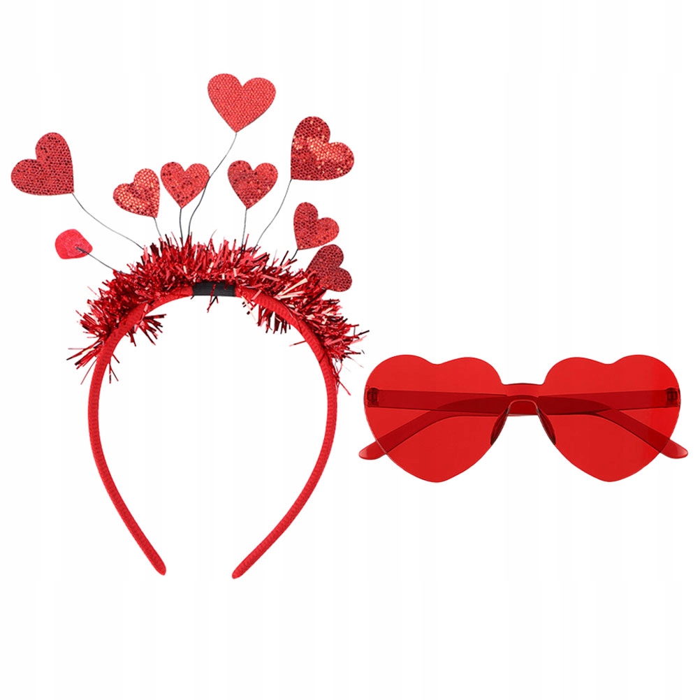 ZESTAW OPASKA I OKULARY WALENTYNKOWE: SERCE W STYLU ŚWIĘTA