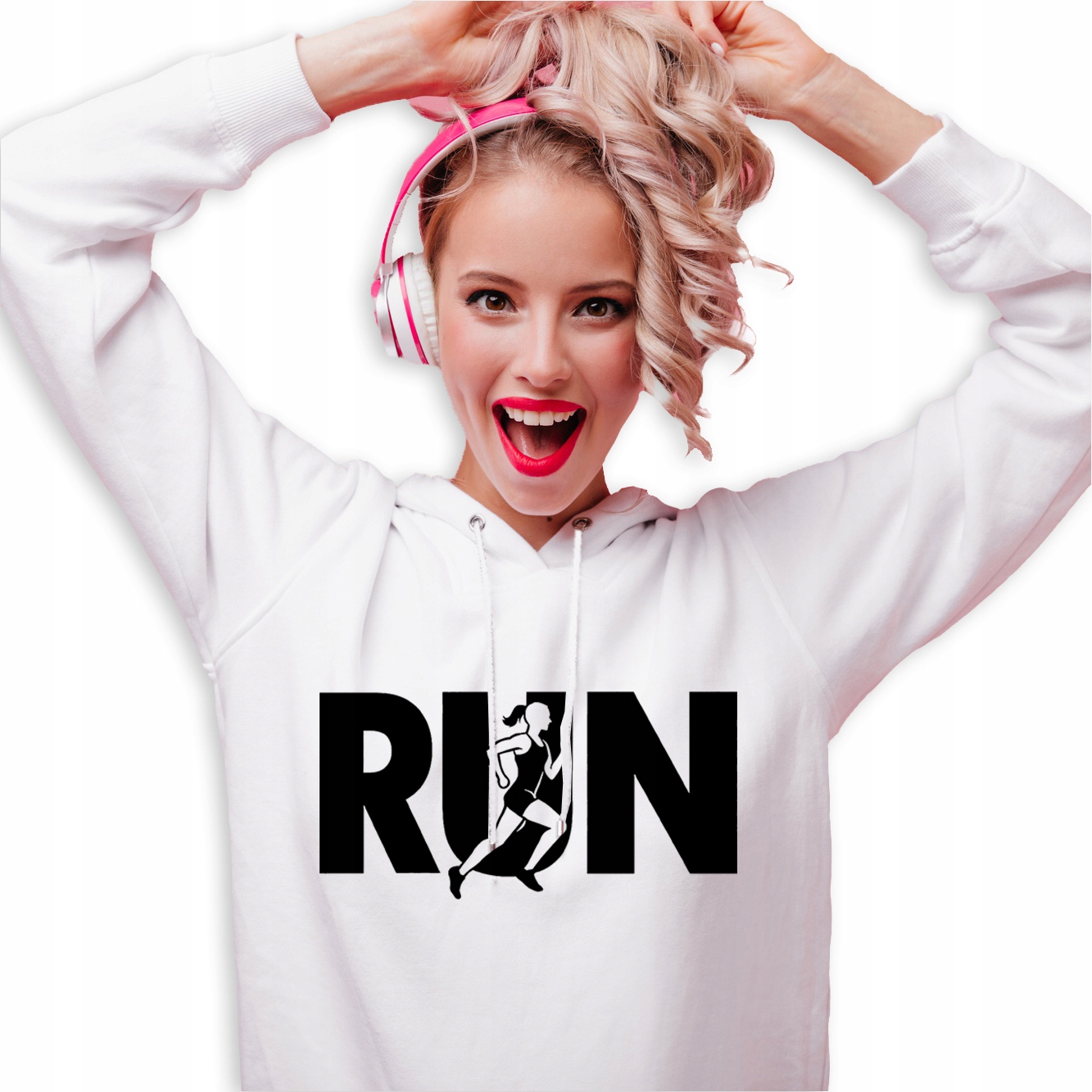 Mikina S Kapucí Hoodie Bílá Bavlněná jako Dárek pro běžce Run M